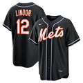 Francisco Lindor New York Mets Fashion Replica Black Out Jersey | Stitched Baseball Jersey TJS1193