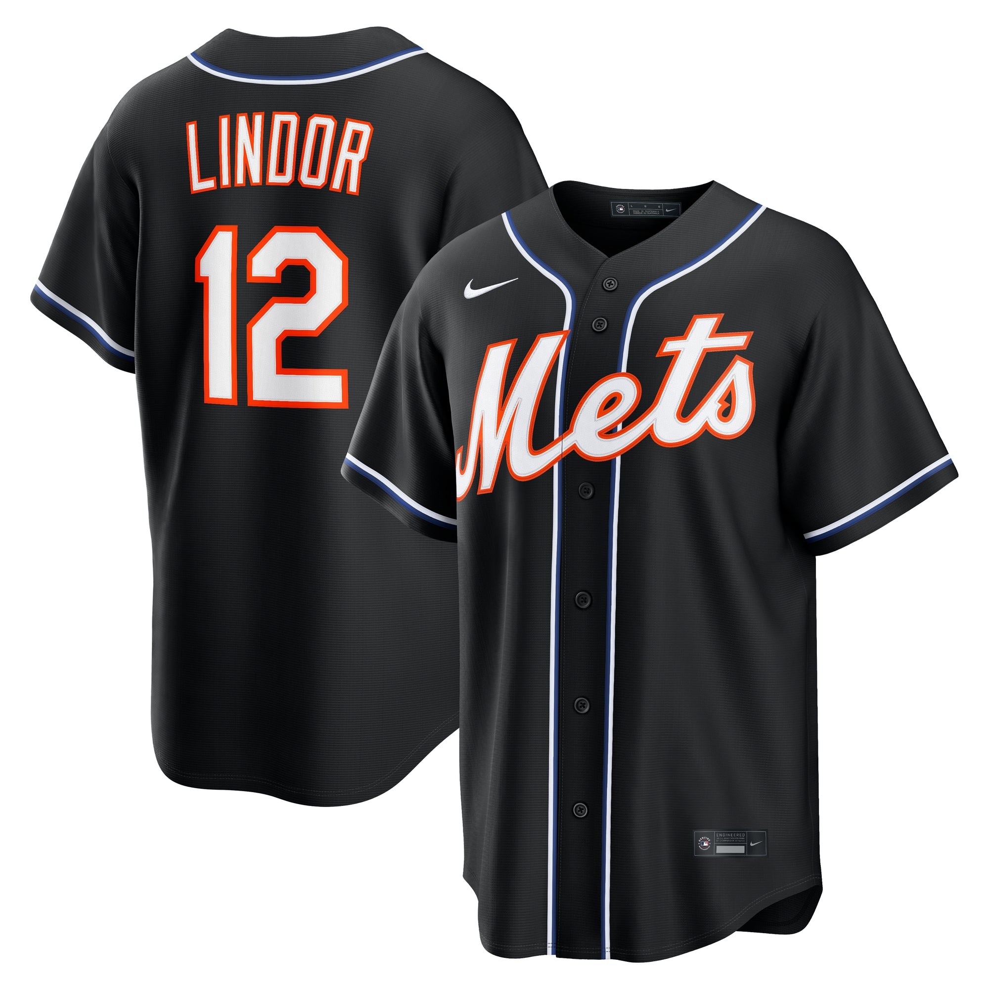 Francisco Lindor New York Mets Fashion Replica Black Out Jersey | Stitched Baseball Jersey TJS1193