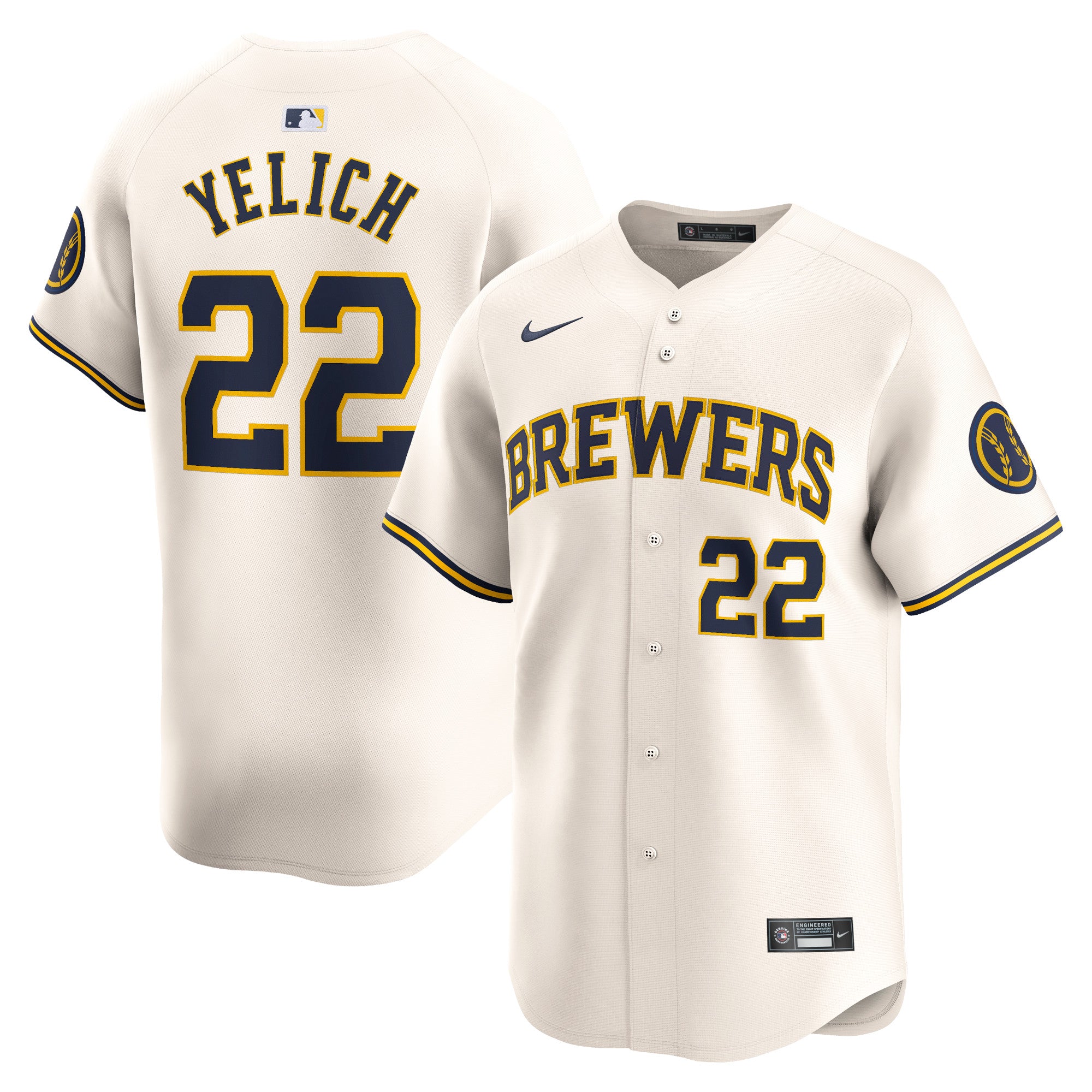 Christian Yelich Milwaukee Brewers Home Limited Player Jersey - Cream | Stitched Baseball Jersey TJS1225