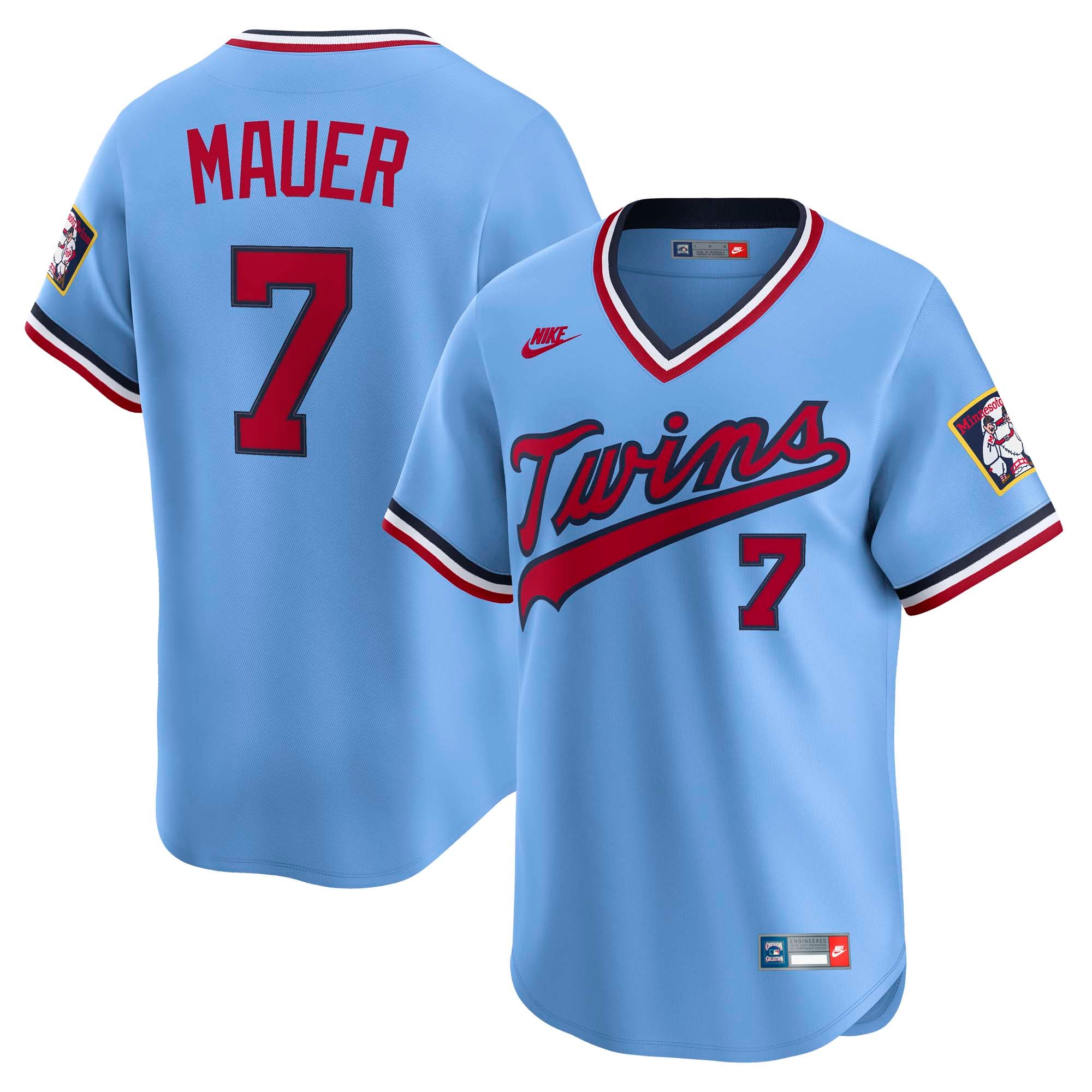 Joe Mauer Minnesota Twins Throwback Cooperstown Collection Limited Jersey - Light Blue | Stitched Baseball Jersey TJS1264