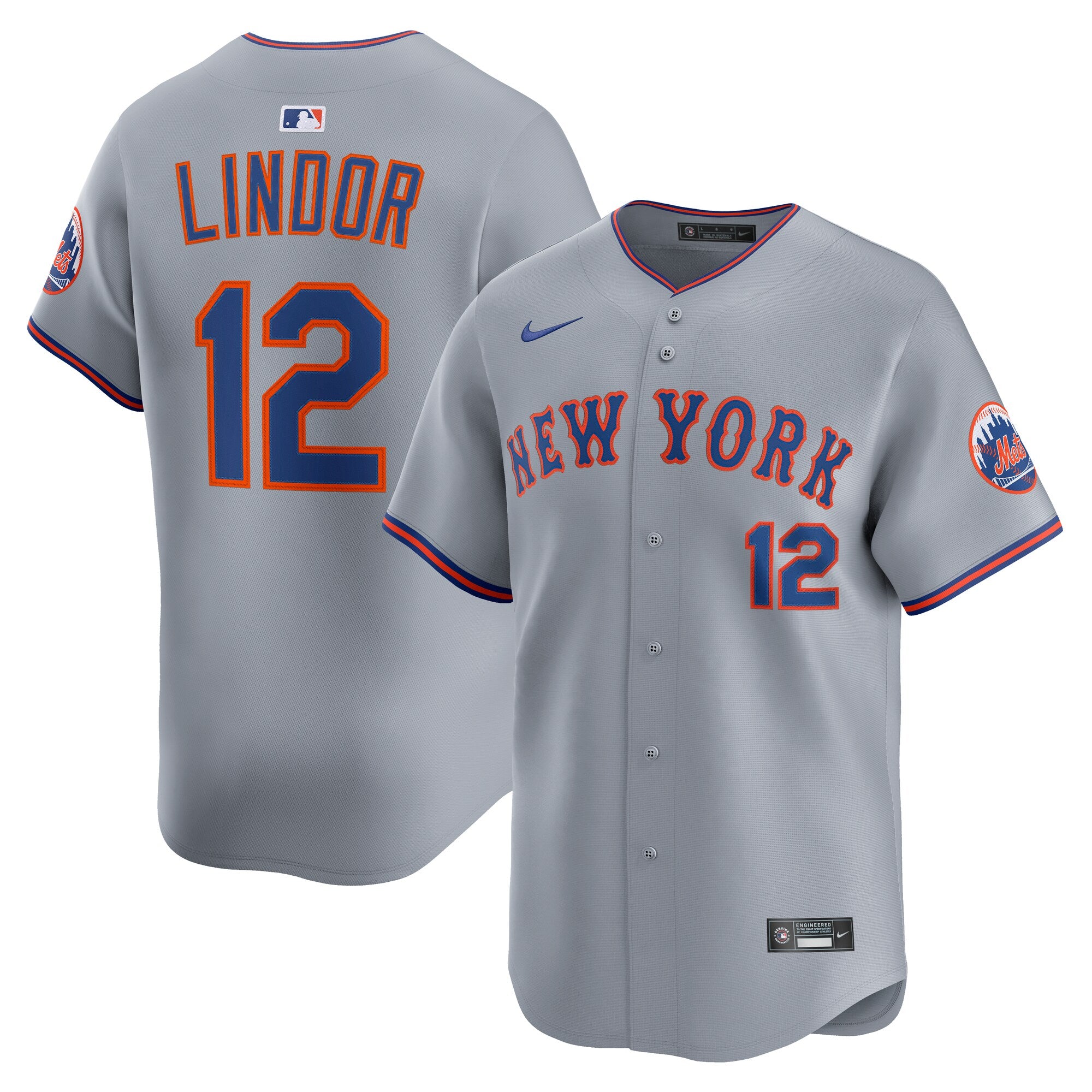 Francisco Lindor New York Mets Road Limited Player Jersey - Gray | Stitched Baseball Jersey TJS1203