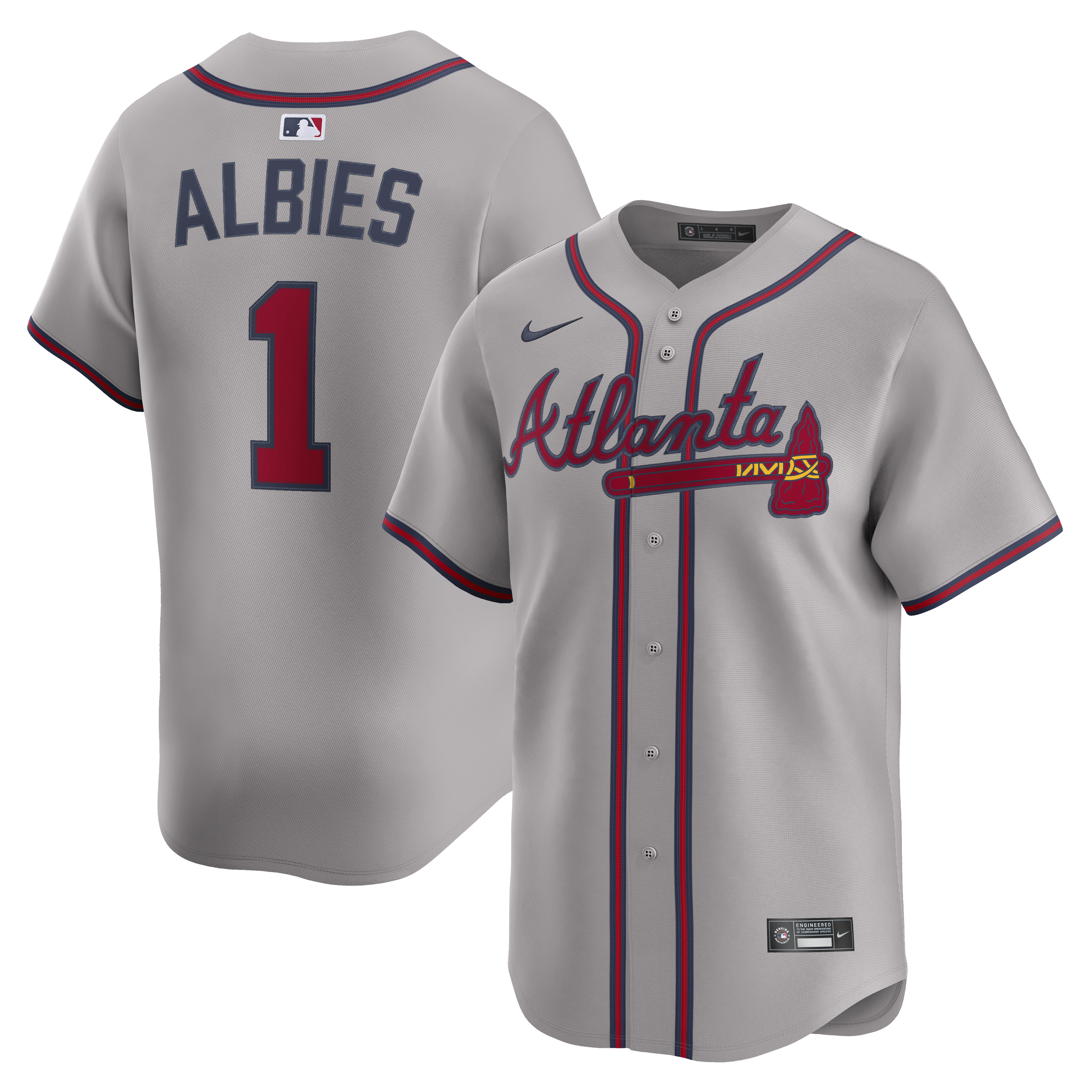 Ozzie Albies Atlanta Braves Road Limited Player Jersey - Gray | Stitched Baseball Jersey TJS1213