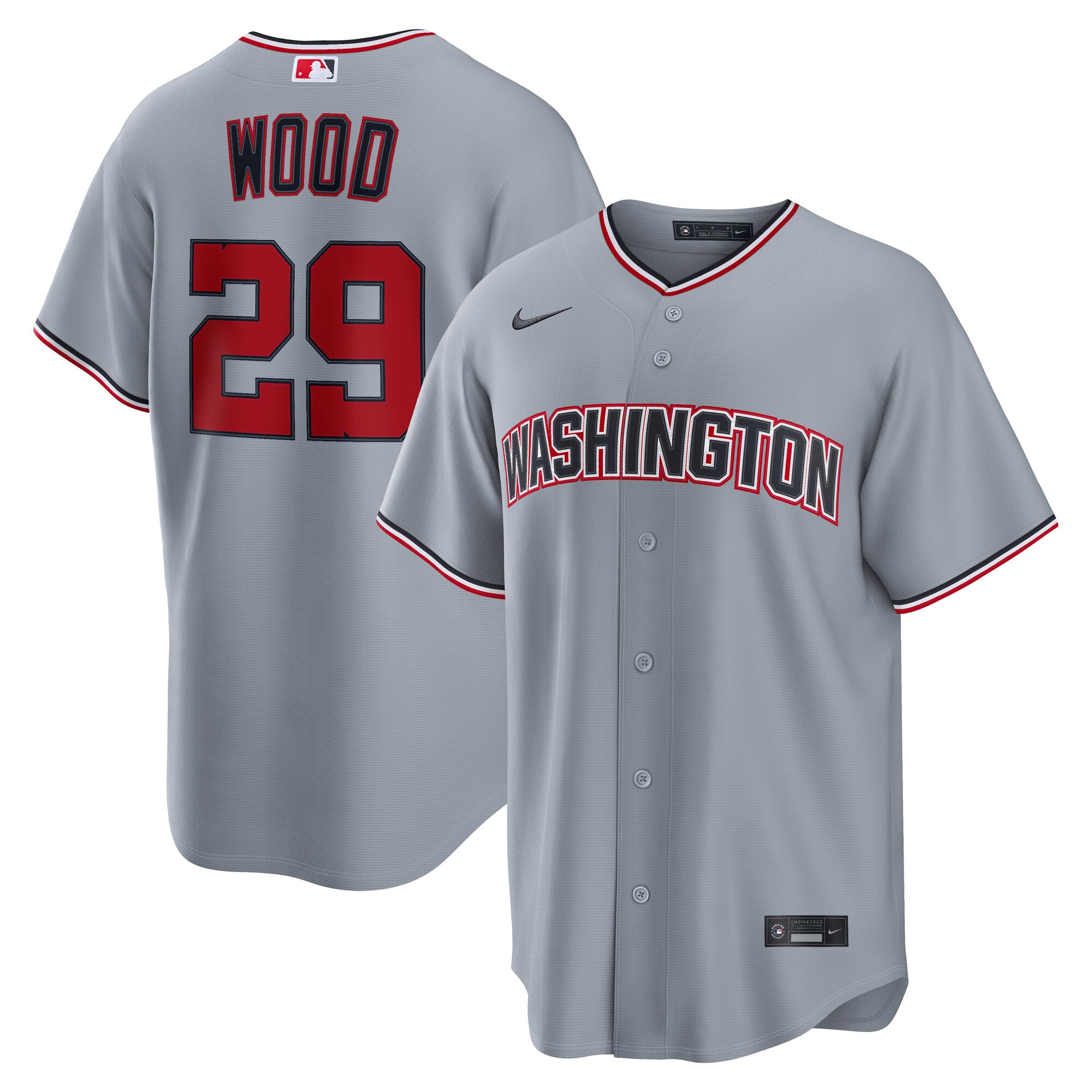 James Wood Washington Nationals Road Replica Jersey - Gray | Stitched Baseball Jersey TJS1191