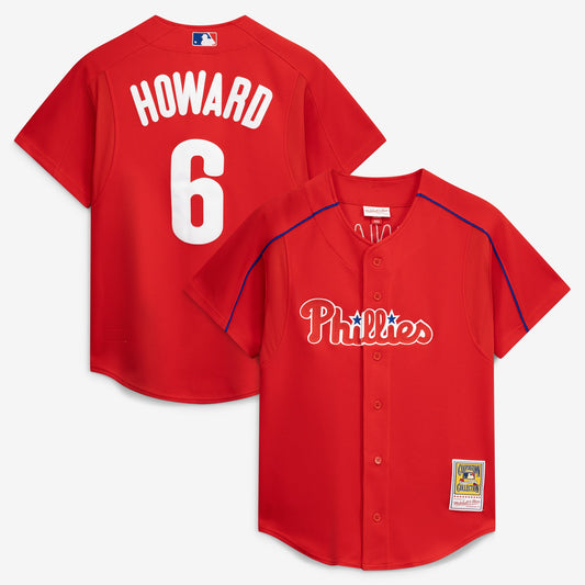 Ryan Howard Philadelphia Phillies M & N Cooperstown Collection Batting Practice Jersey � Red | Stitched Baseball Jersey TJS1195