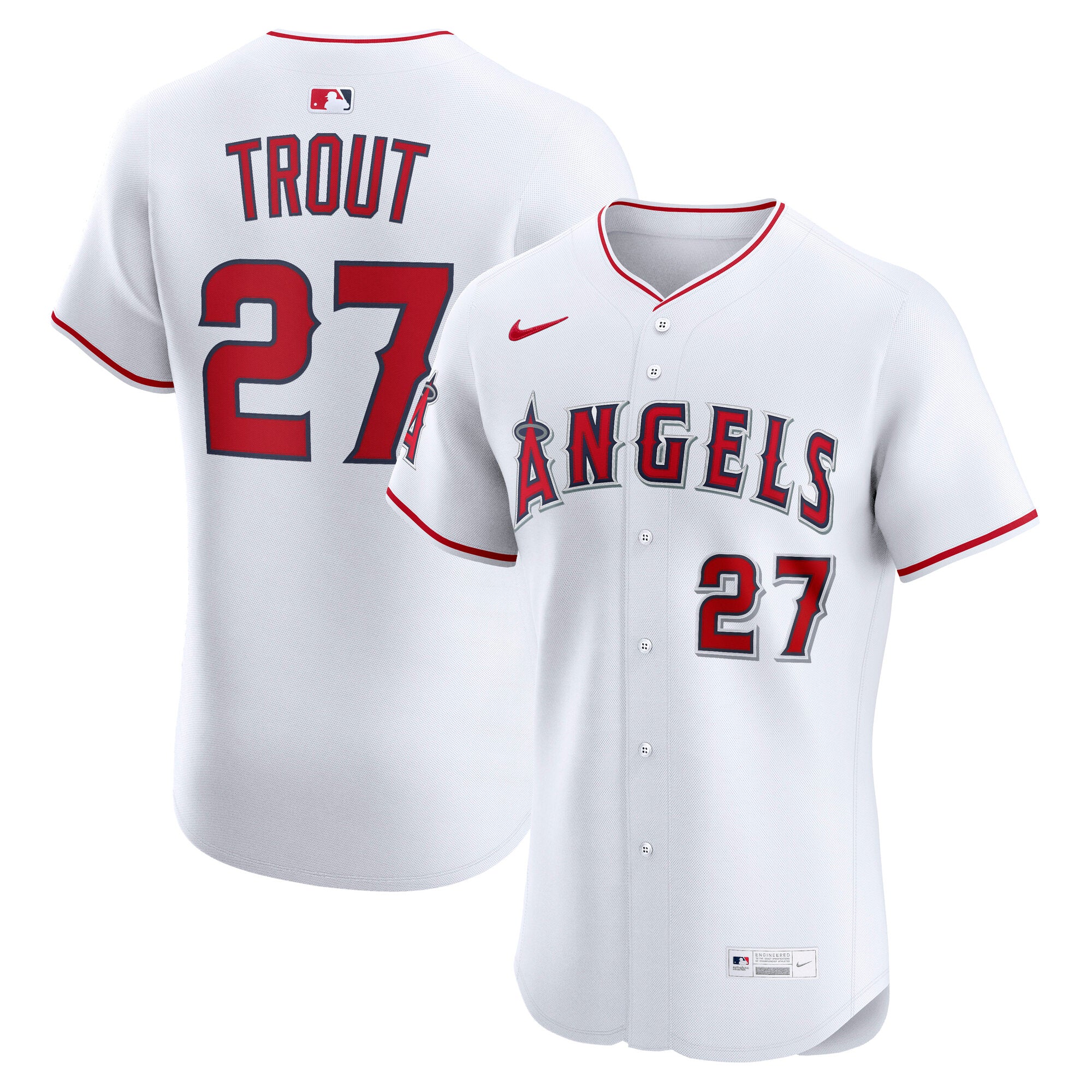 Mike Trout Los Angeles Angels Home ElitePlayer Jersey - White | Stitched Baseball Jersey TJS1220