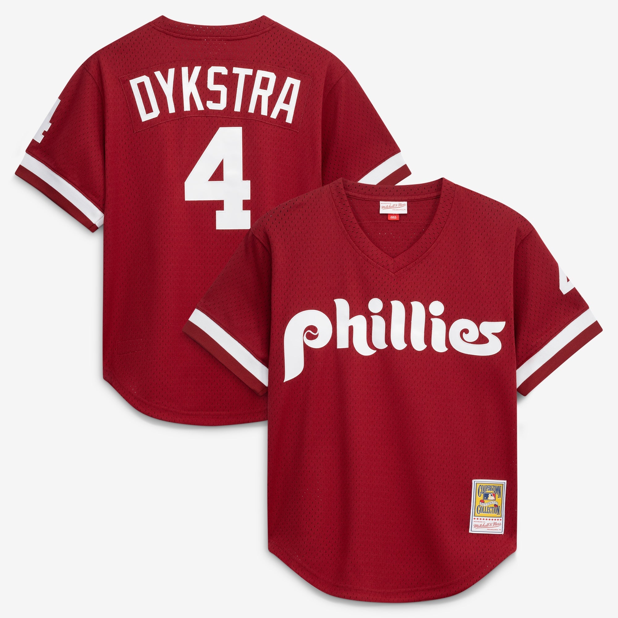 Lenny Dykstra Philadelphia Phillies M & N Batting Practice Jersey - Scarlet | Stitched Baseball Jersey TJS1235