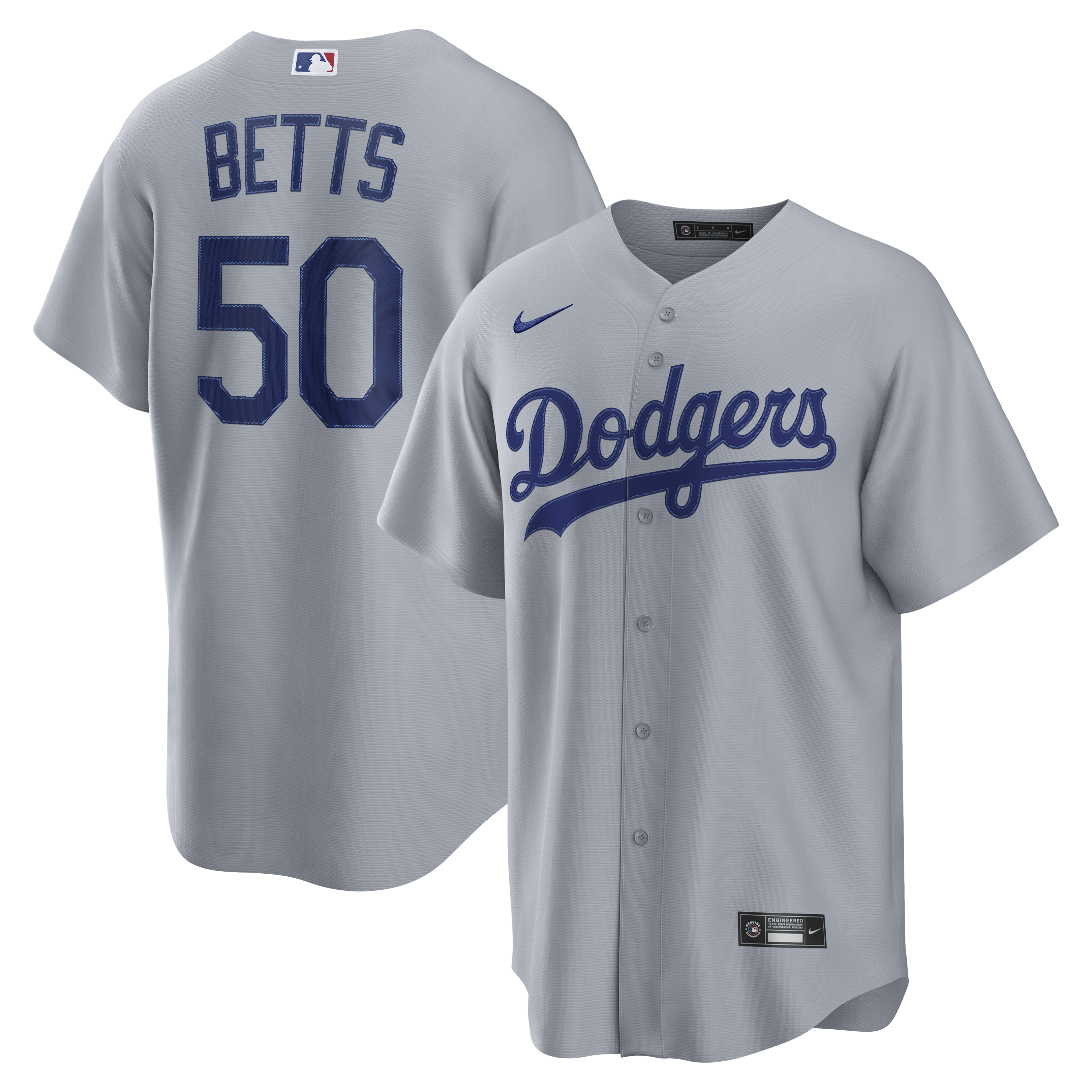 Mookie Betts Los Angeles Dodgers Road Replica Jersey - Gray | Stitched Baseball Jersey TJS1234