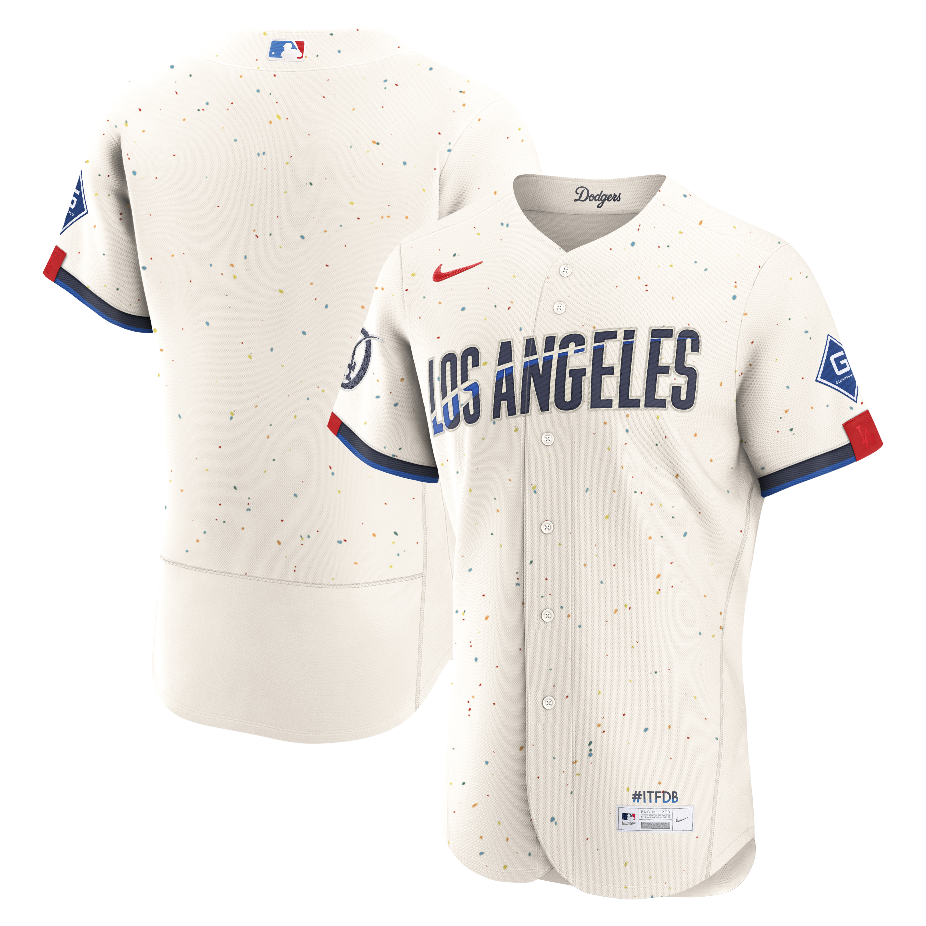 Los Angeles Dodgers City Connect Sponsor Patch Jersey - Cream | Stitched Baseball Jersey TJS1166