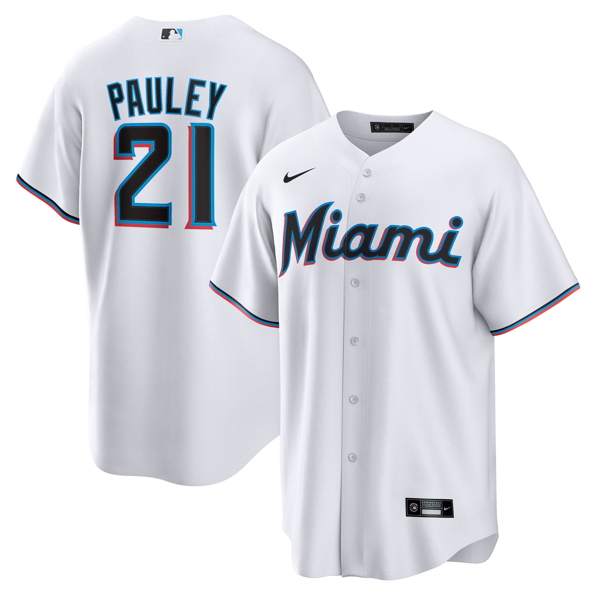 Graham Pauley Miami Marlins Home Replica Jersey - White | Stitched Baseball Jersey TJS1192
