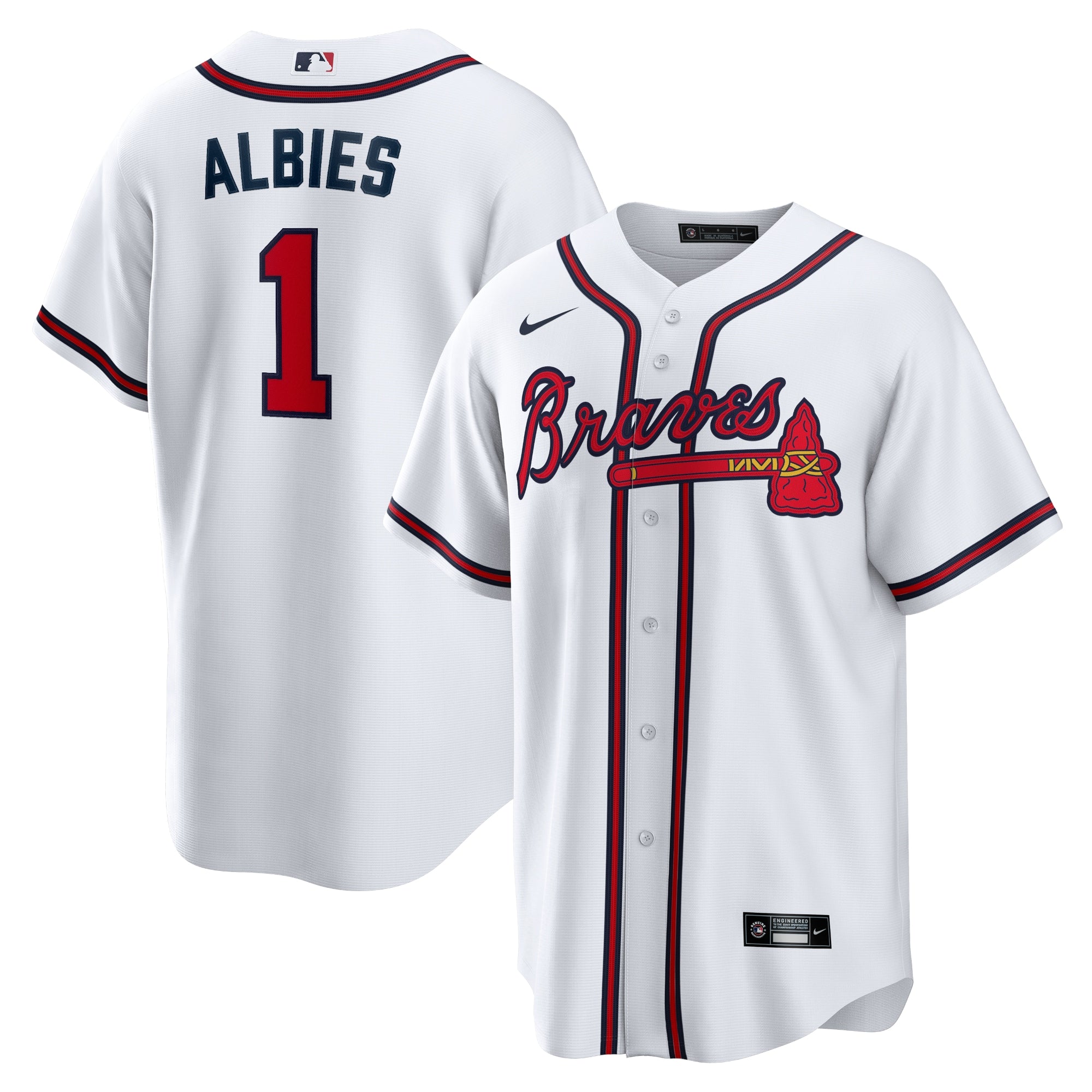 Ozzie Albies Atlanta Braves Home Replica Player Name Jersey - White | Stitched Baseball Jersey TJS1128