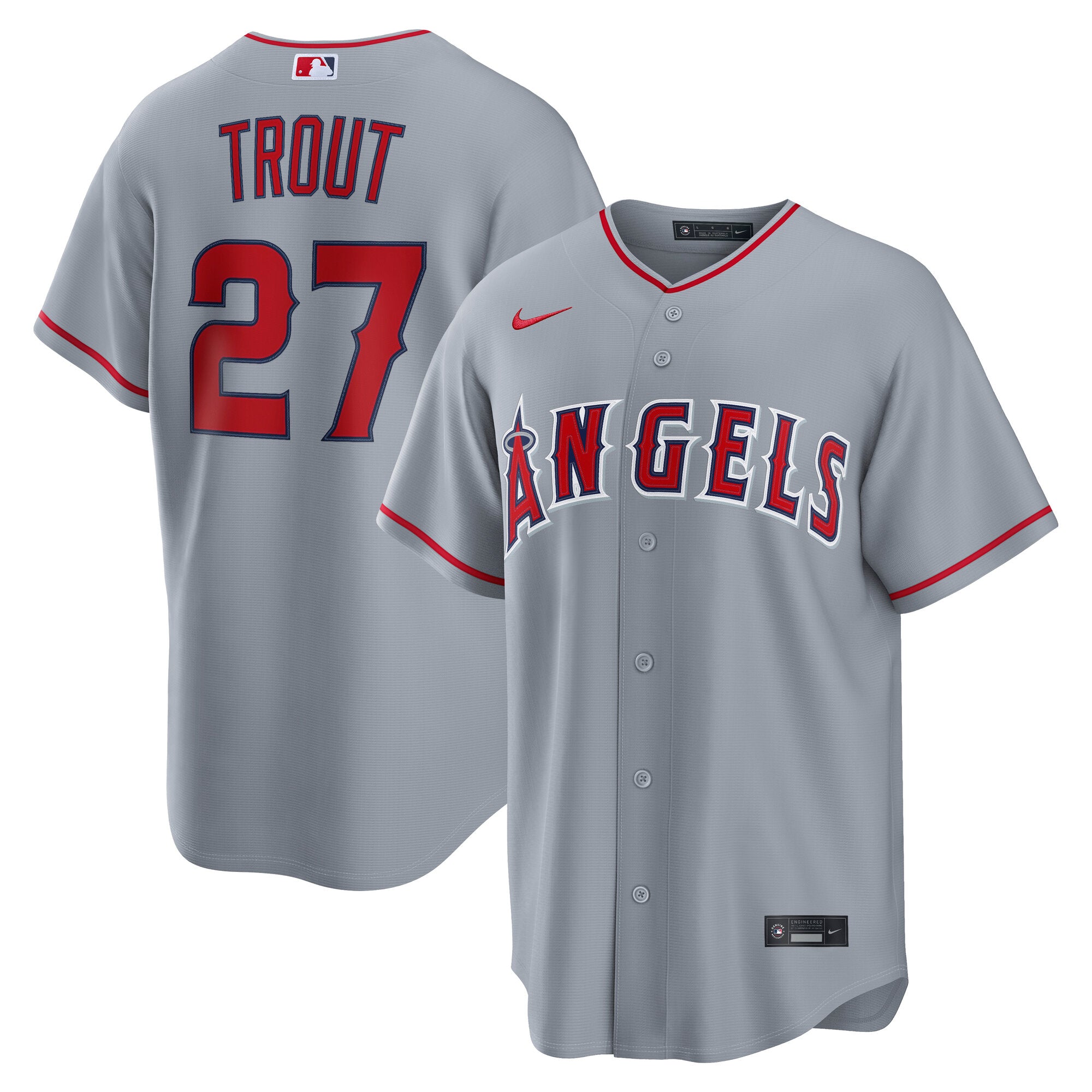 Mike Trout Los Angeles Angels Road Replica Jersey - Gray | Stitched Baseball Jersey TJS1228