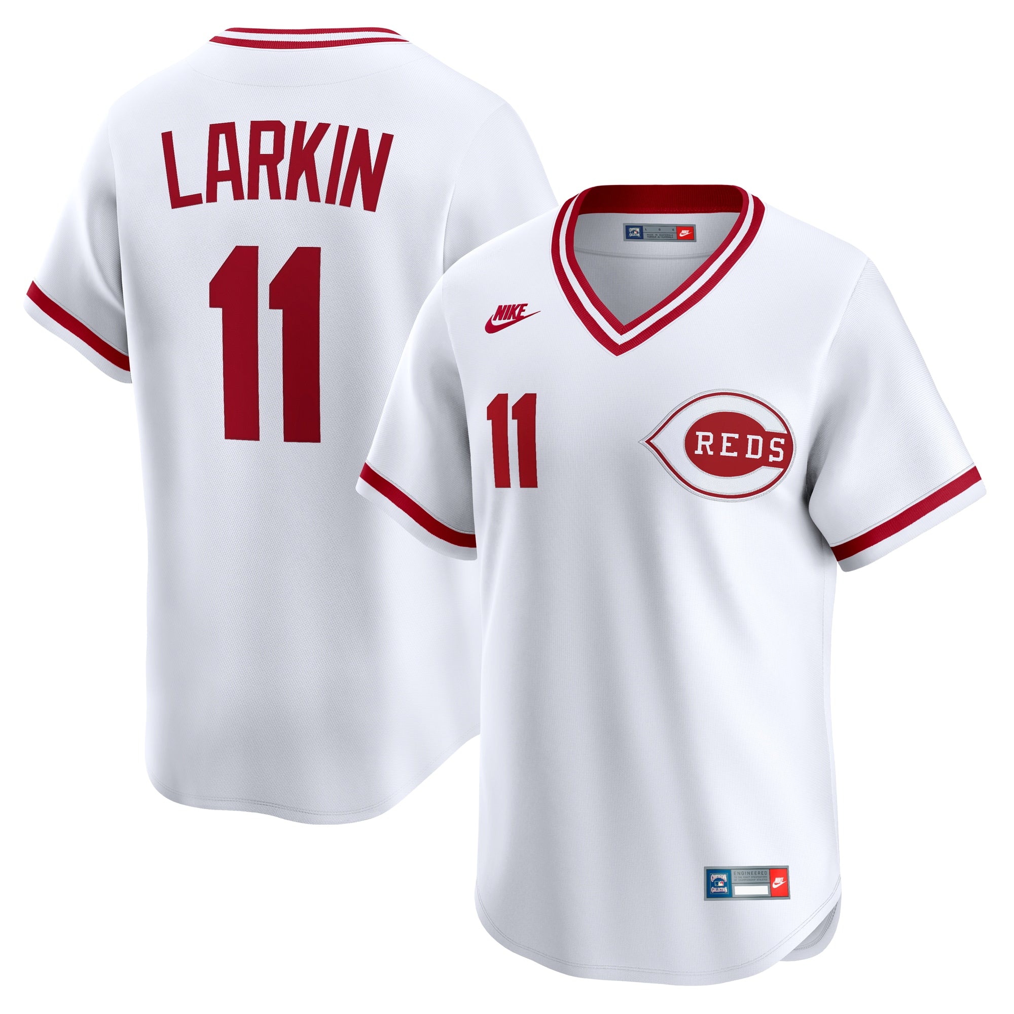 Barry Larkin Cincinnati Reds Throwback Cooperstown Collection Limited Jersey - White | Stitched Baseball Jersey TJS1233