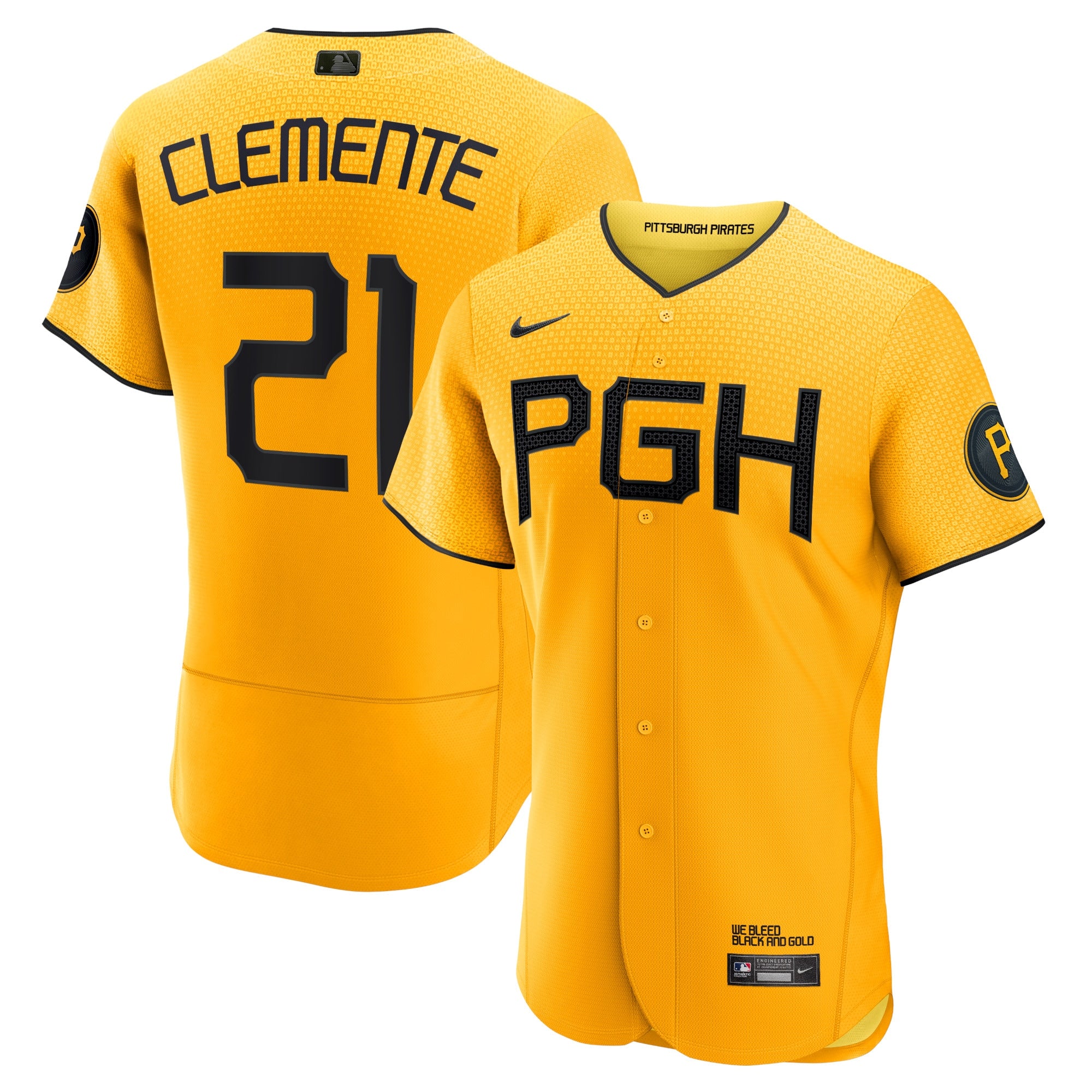 Roberto Clemente Pittsburgh Pirates City Connect Player Jersey - Gold | Stitched Baseball Jersey TJS1206