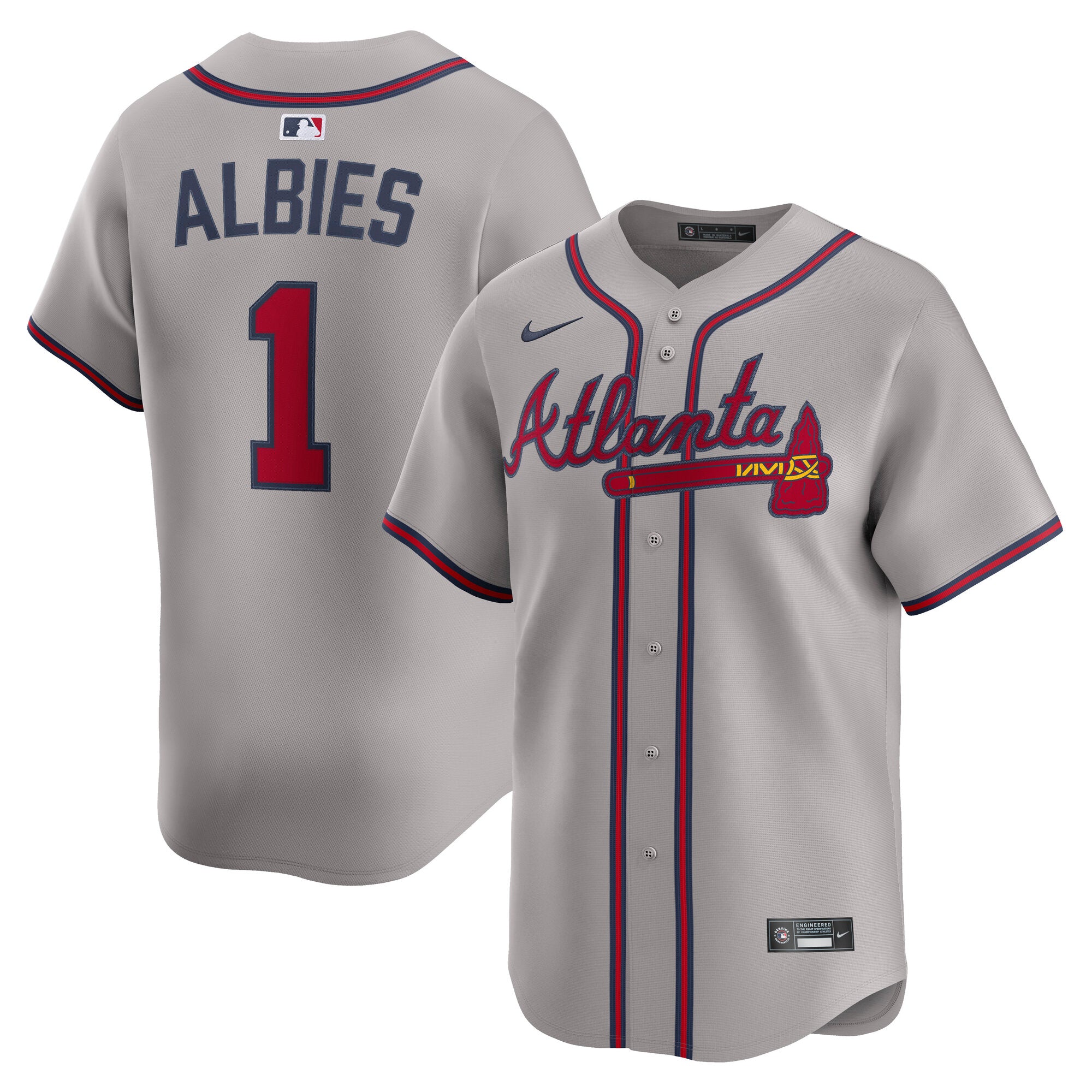 Ozzie Albies Atlanta Braves Road Limited Player Jersey - Gray | Stitched Baseball Jersey TJS1188