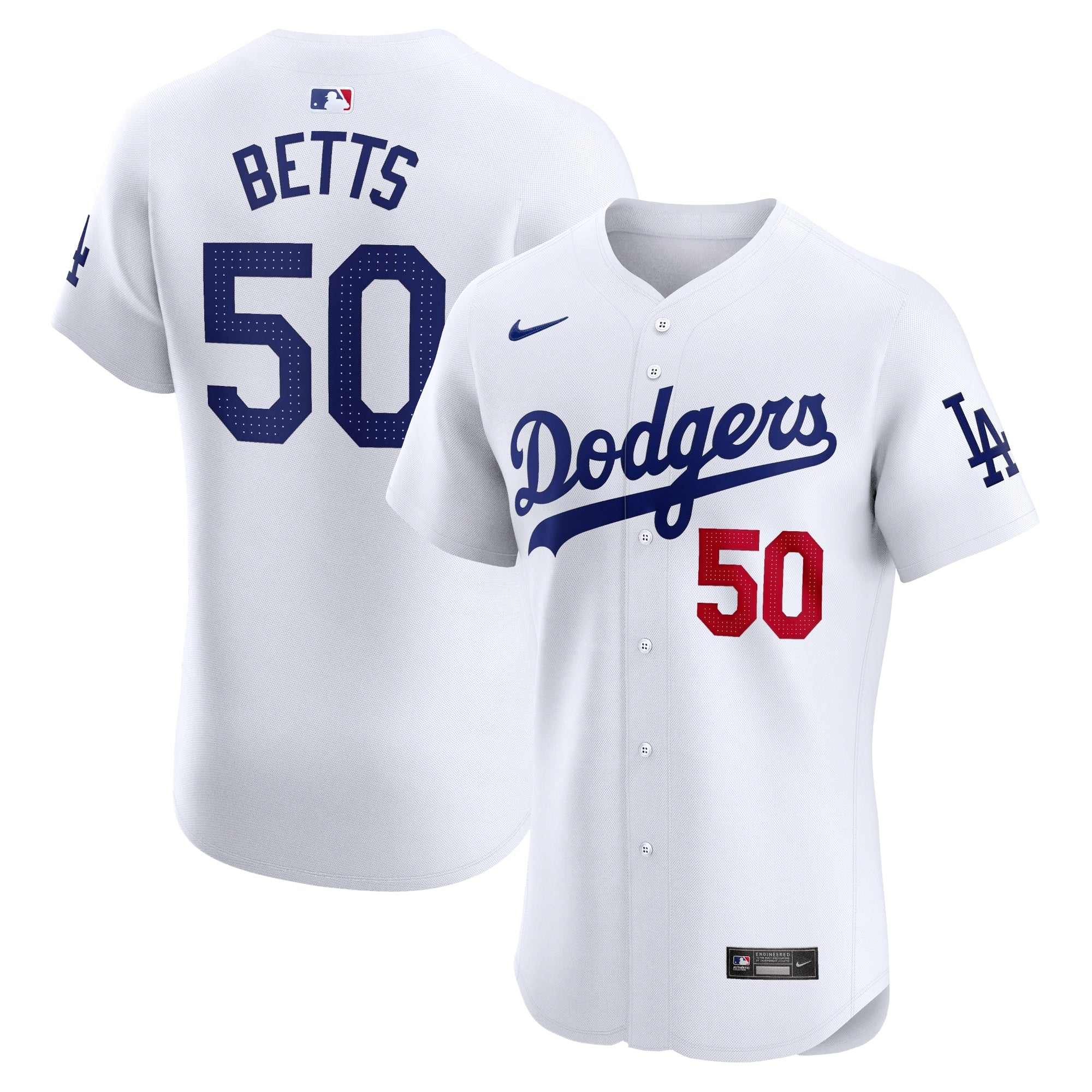 Mookie Betts Los Angeles Dodgers Home Elite Jersey - White | Stitched Baseball Jersey TJS1201