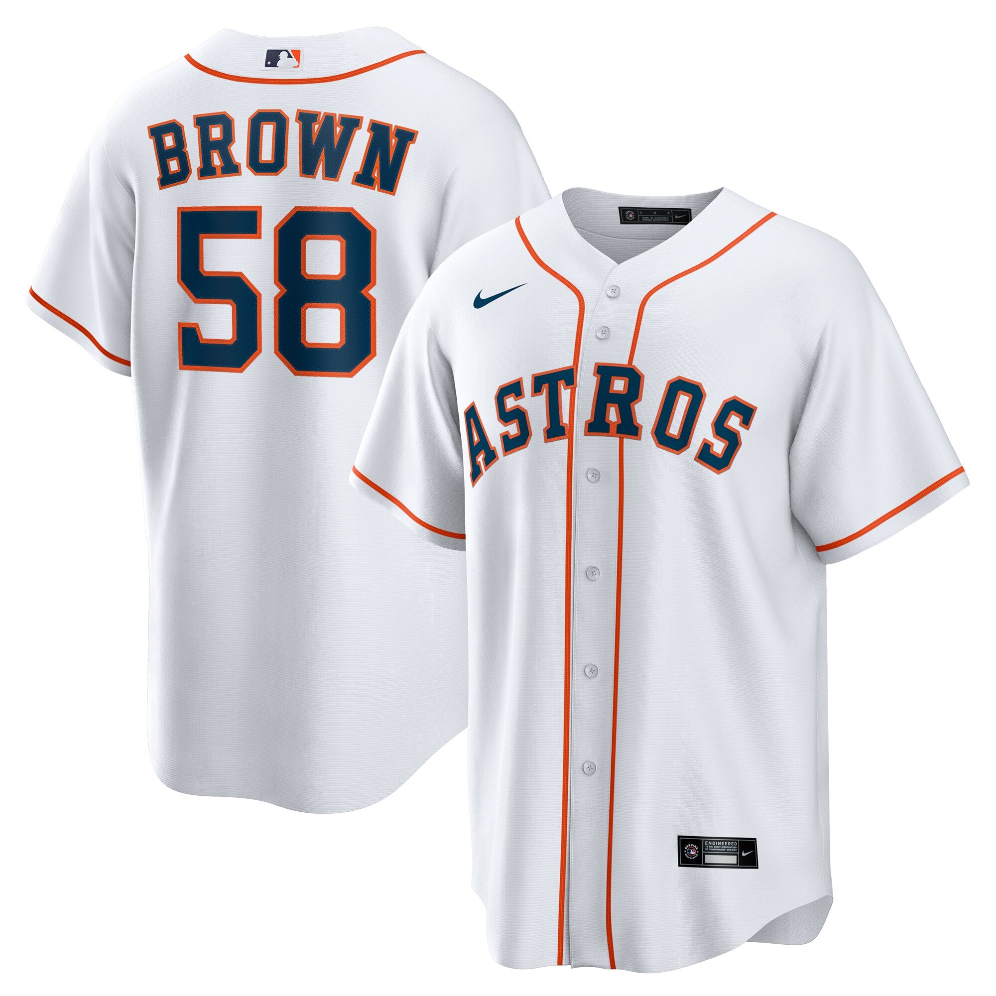Hunter Brown Houston Astros Home Replica Jersey - White | Stitched Baseball Jersey TJS1352