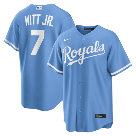Bobby Witt Jr. Kansas City Royals Alternate Replica Jersey - Light Blue | Stitched Baseball Jersey TJS1407