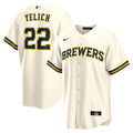 Christian Yelich Milwaukee Brewers Home Replica Player Jersey - Cream | Stitched Baseball Jersey TJS1398