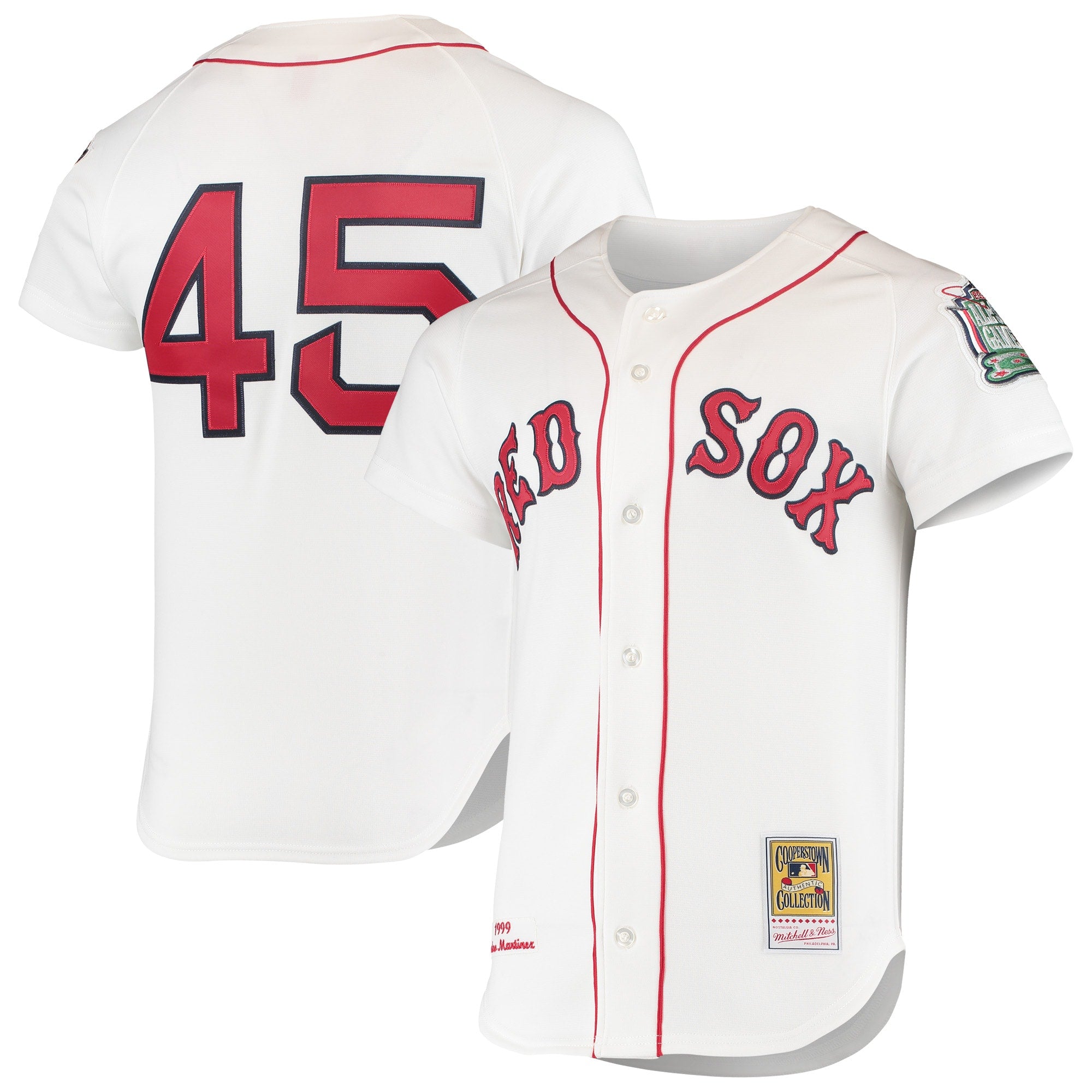 Pedro Martinez Boston Red Sox M & N 1999 Cooperstown Collection Home Jersey - White | Stitched Baseball Jersey TJS1366