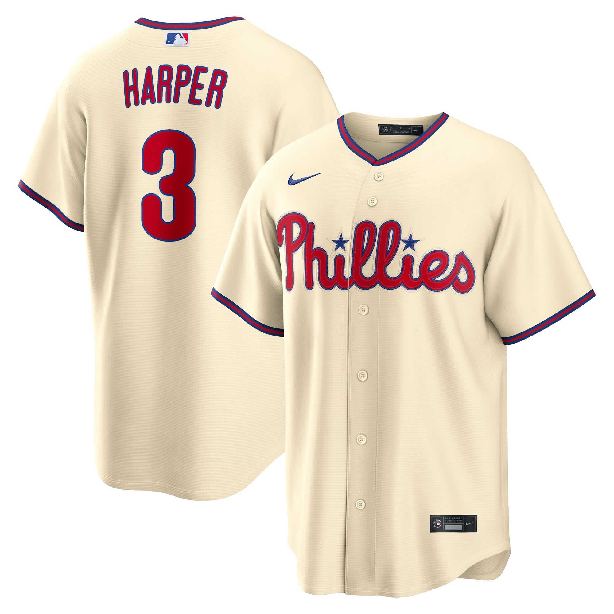 Bryce Harper Philadelphia Phillies Alternate Replica Jersey - Cream | Stitched Baseball Jersey TJS1501