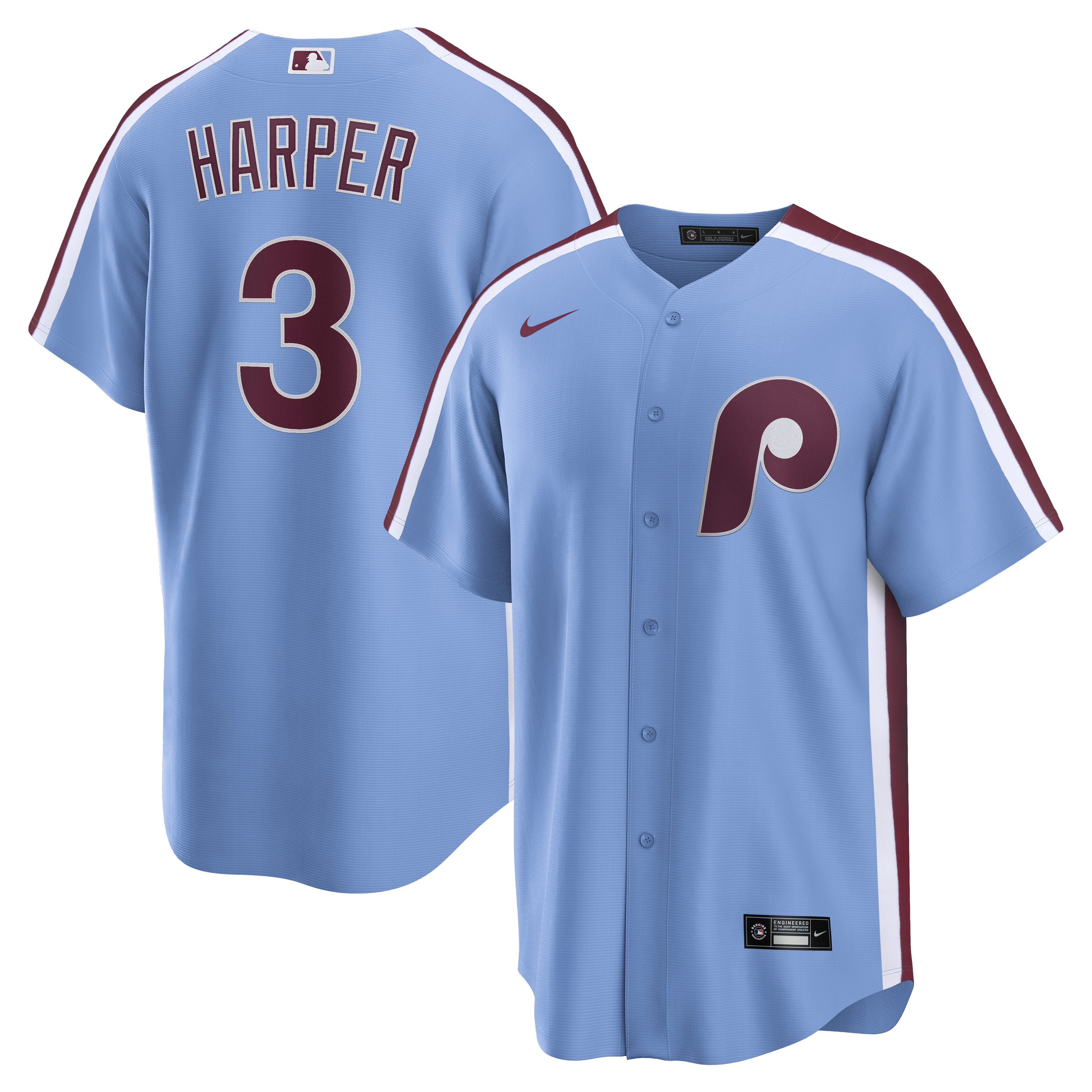 Bryce Harper Philadelphia Phillies Alternate Replica Jersey - Light Blue | Stitched Baseball Jersey TJS1527