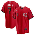 Spencer Steer Cincinnati Reds 2026 City Connect Stadium Jersey - Red | Stitched Baseball Jersey TJS1383