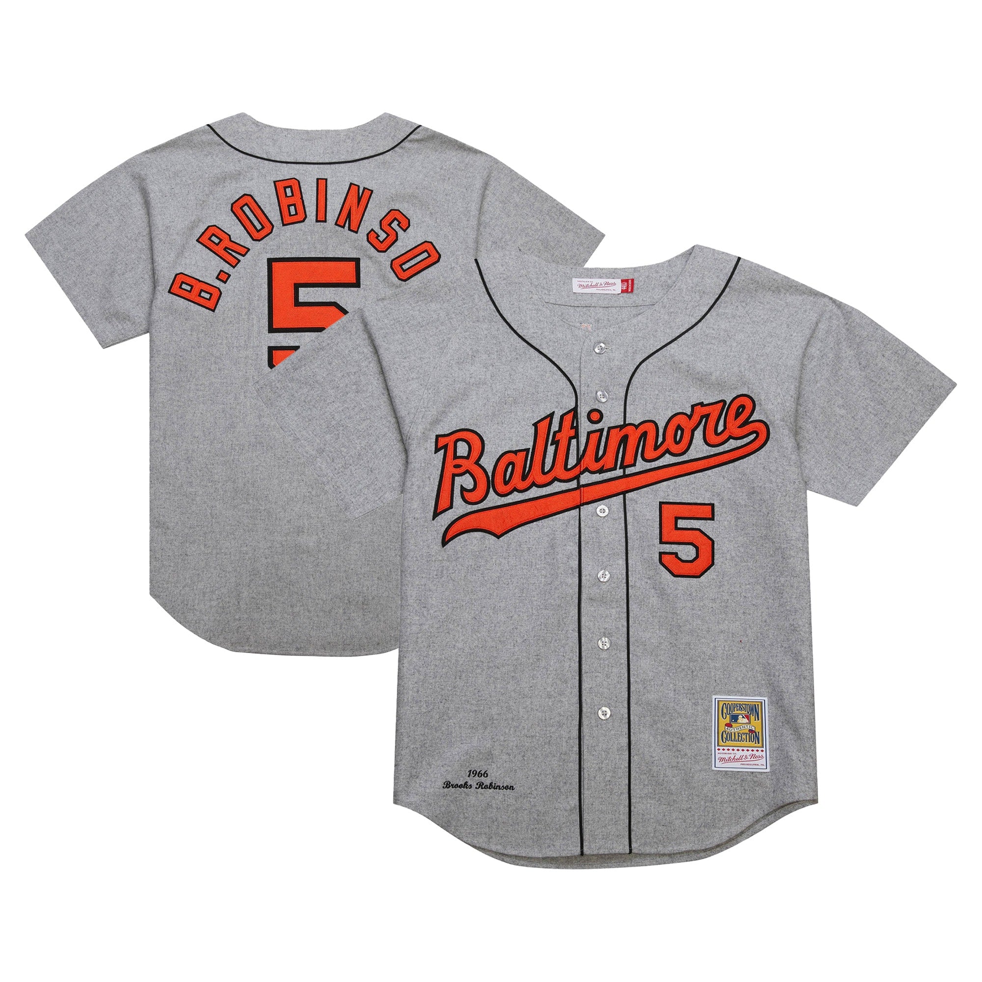 Brooks Robinson Baltimore Orioles M & N Cooperstown Collection 1966 Jersey - Gray | Stitched Baseball Jersey TJS1580