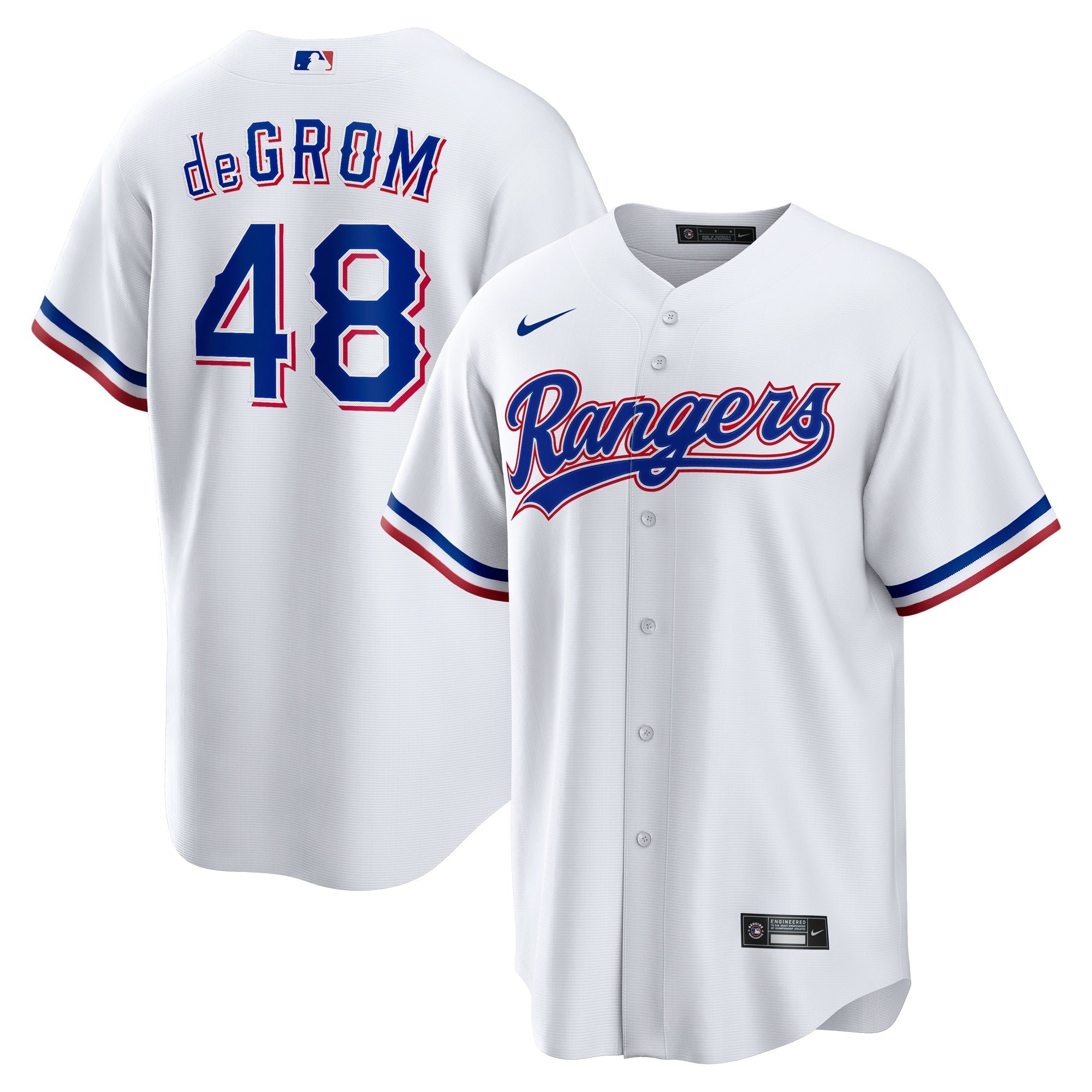 Jacob deGrom Texas Rangers Home Replica Player Jersey - White | Stitched Baseball Jersey TJS1326