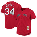 David Ortiz Boston Red Sox M & N Cooperstown Collection Mesh Batting Practice Button-Up Jersey - Red | Stitched Baseball Jersey TJS1323