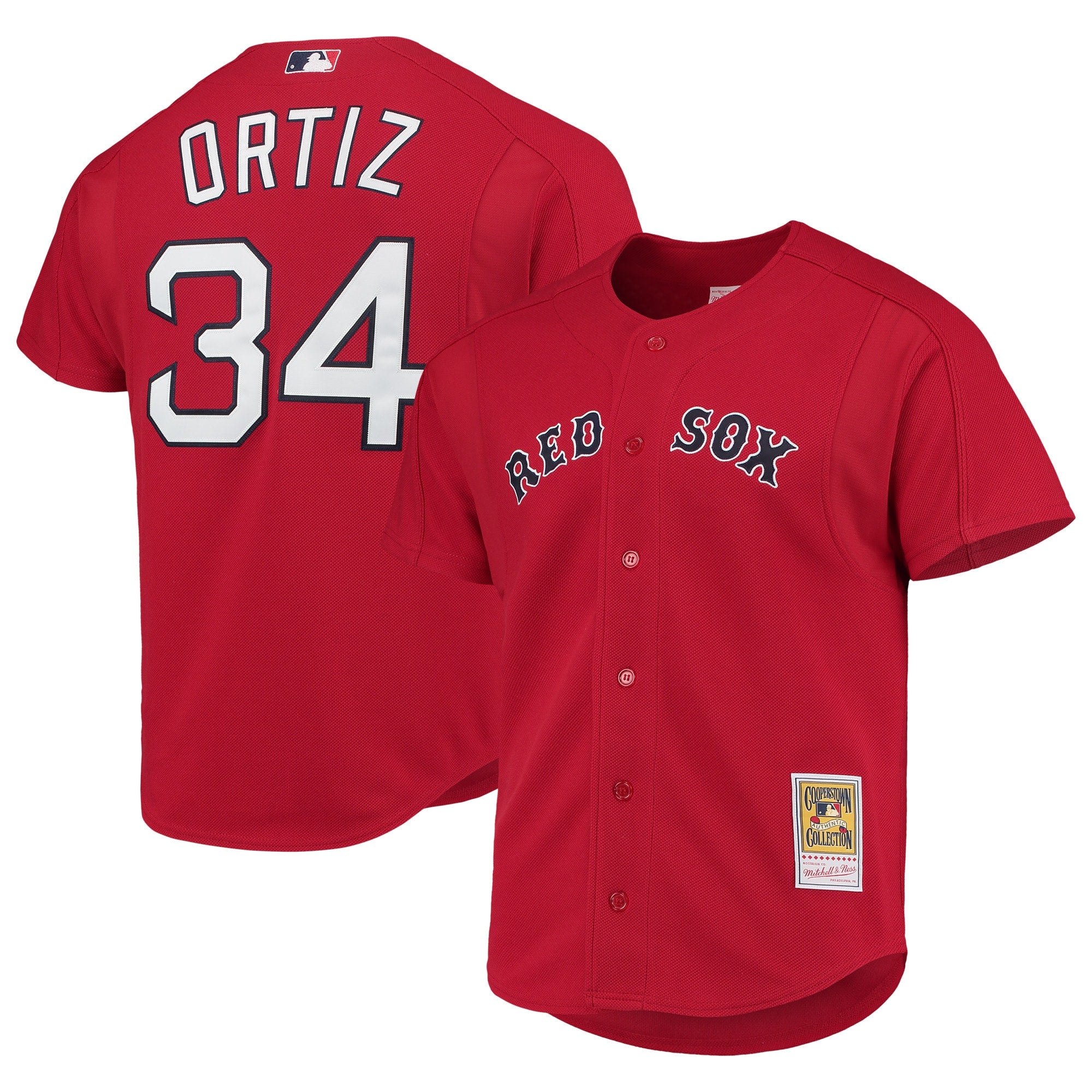 David Ortiz Boston Red Sox M & N Cooperstown Collection Mesh Batting Practice Button-Up Jersey - Red | Stitched Baseball Jersey TJS1323