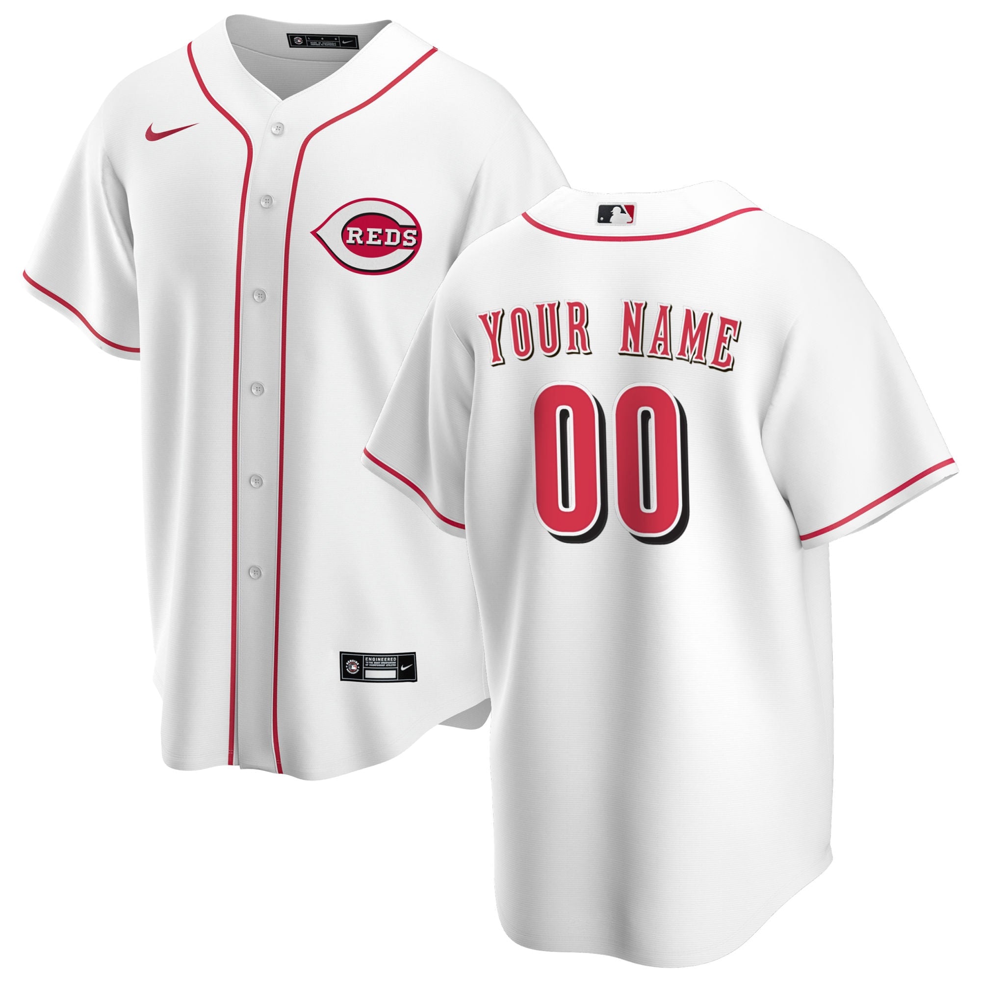 Cincinnati Reds Home Replica Custom Jersey - White | Stitched Baseball Jersey TJS1370