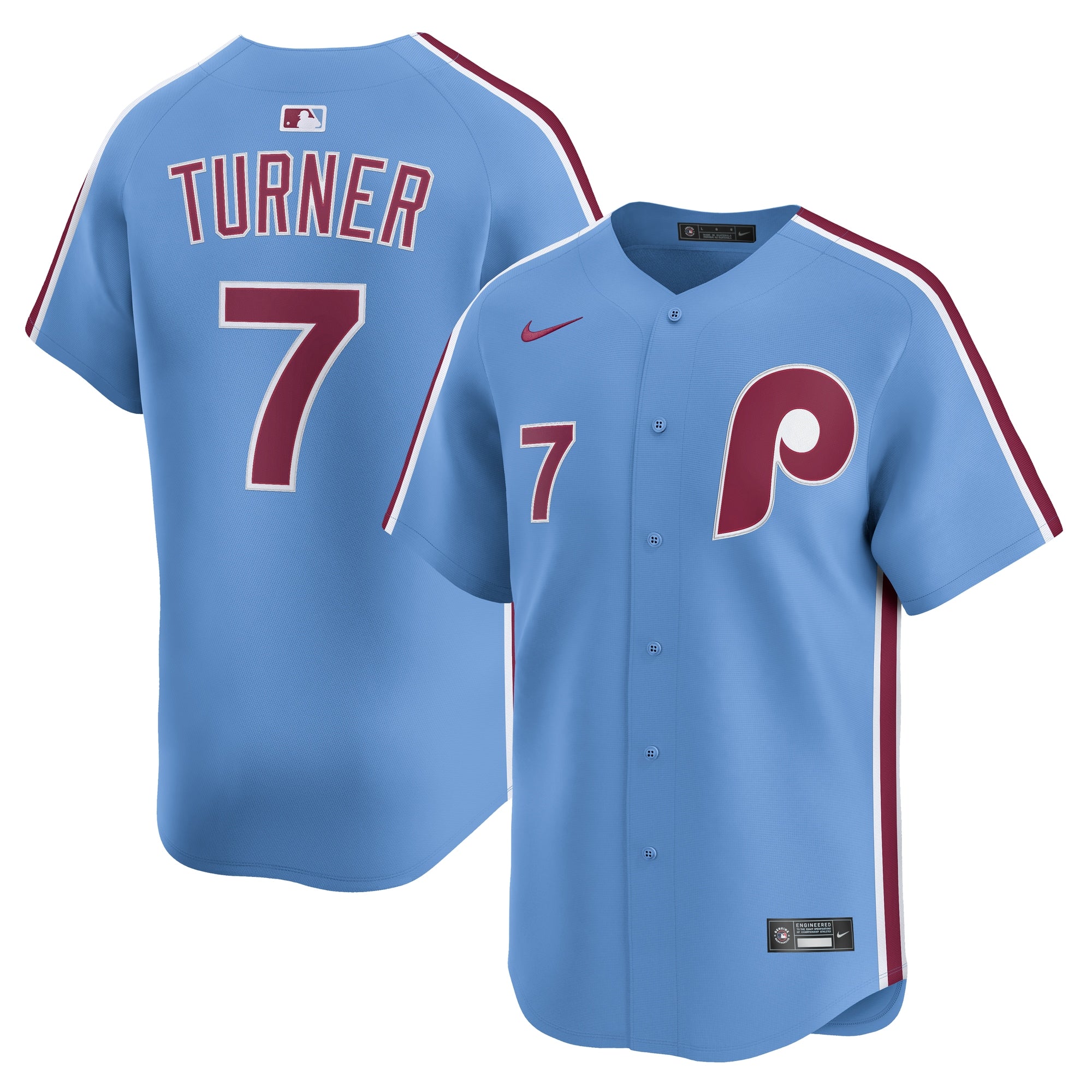 Trea Turner Philadelphia Phillies Alternate Limited Player Jersey - Light Blue | Stitched Baseball Jersey TJS1505