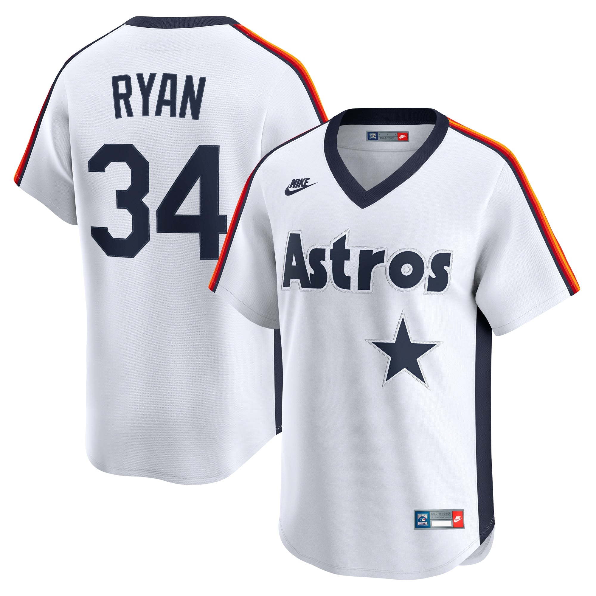 Nolan Ryan Houston Astros Throwback Cooperstown Collection Limited Jersey - White | Stitched Baseball Jersey TJS1447