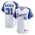 Greg Maddux Atlanta Braves Throwback Cooperstown Collection Limited Jersey - White | Stitched Baseball Jersey TJS1402