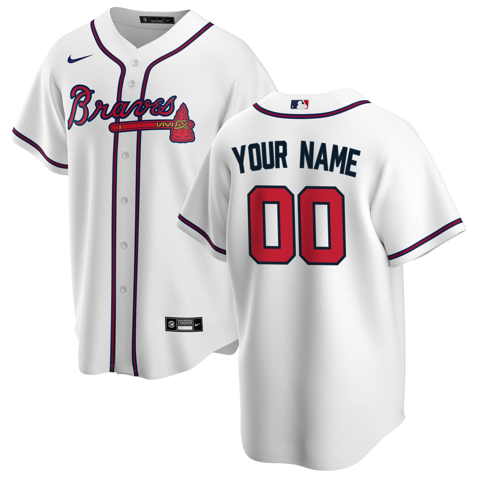 Atlanta Braves Home Replica Custom Jersey - White | Stitched Baseball Jersey TJS1396