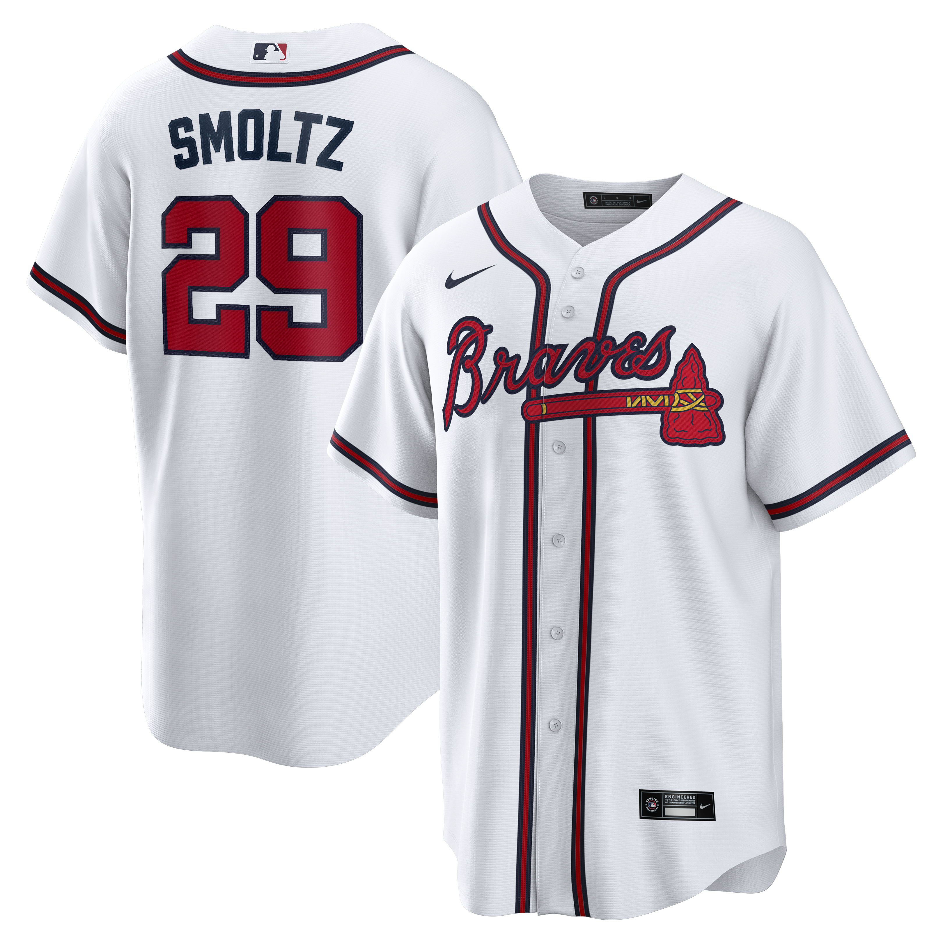 John Smoltz Atlanta Braves Home Retired Player Replica Jersey - White | Stitched Baseball Jersey TJS1369