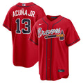 Ronald Acu�a Jr. Atlanta Braves Alternate 2 Replica Jersey - Red | Stitched Baseball Jersey TJS1545