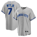 Bobby Witt Jr. Kansas City Royals Road Replica Jersey - Gray | Stitched Baseball Jersey TJS1439