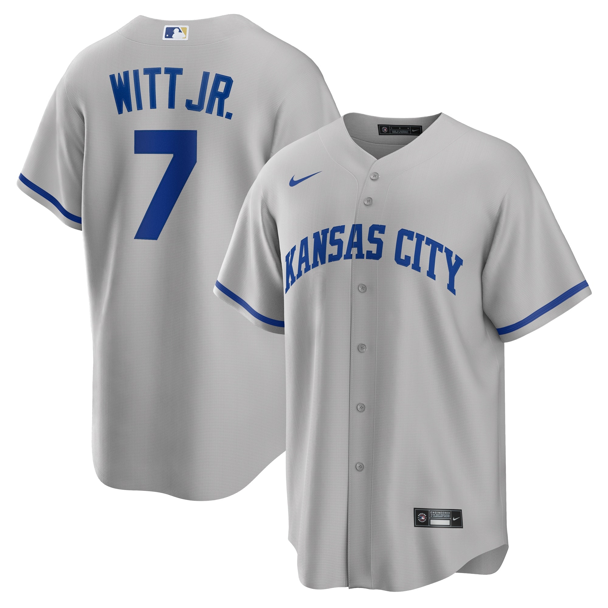 Bobby Witt Jr. Kansas City Royals Road Replica Jersey - Gray | Stitched Baseball Jersey TJS1439
