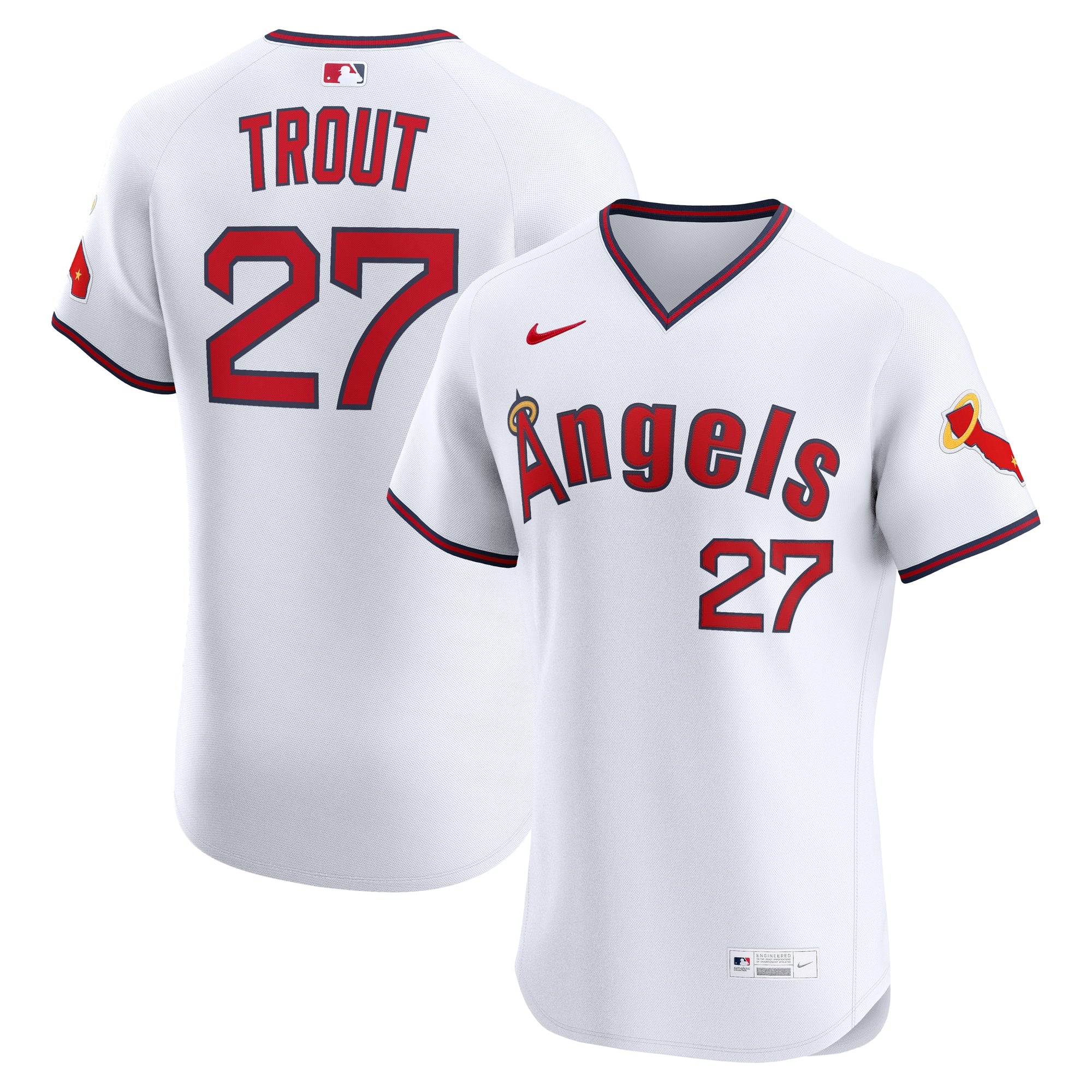 Mike Trout Los Angeles Angels Alternate 2 Elite Jersey - White | Stitched Baseball Jersey TJS1338