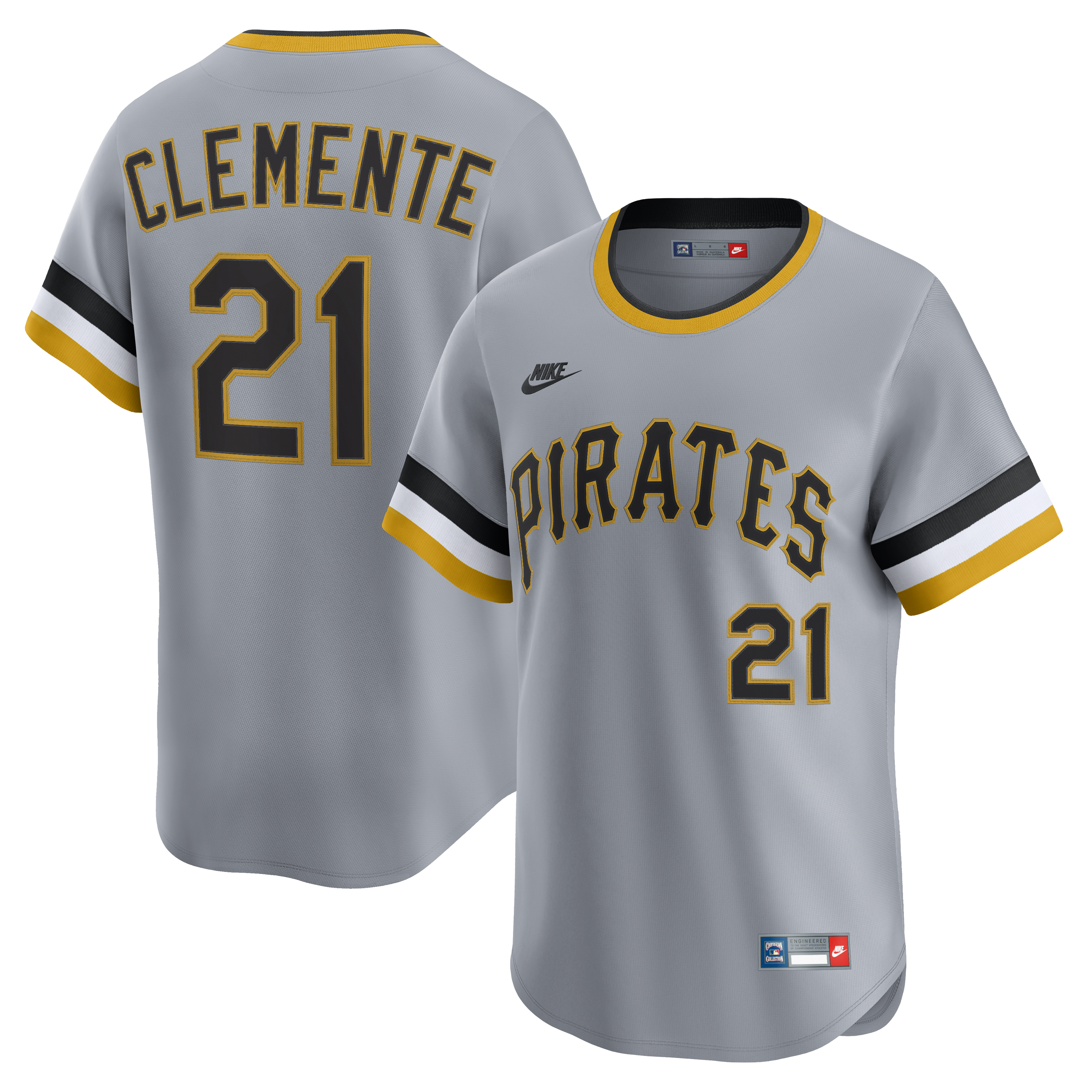 Roberto Clemente Pittsburgh Pirates Throwback Cooperstown Collection Limited Jersey - Gray | Stitched Baseball Jersey TJS1354