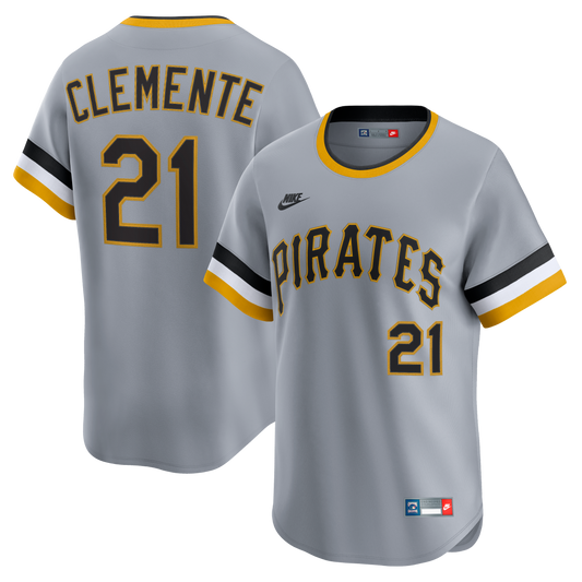 Roberto Clemente Pittsburgh Pirates Throwback Cooperstown Collection Limited Jersey - Gray | Stitched Baseball Jersey TJS1354