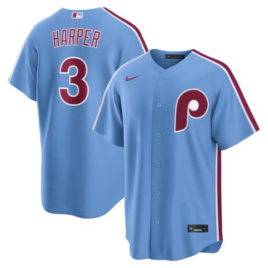 Bryce Harper Philadelphia Phillies Alternate Replica Jersey - Light Blue | Stitched Baseball Jersey TJS1574