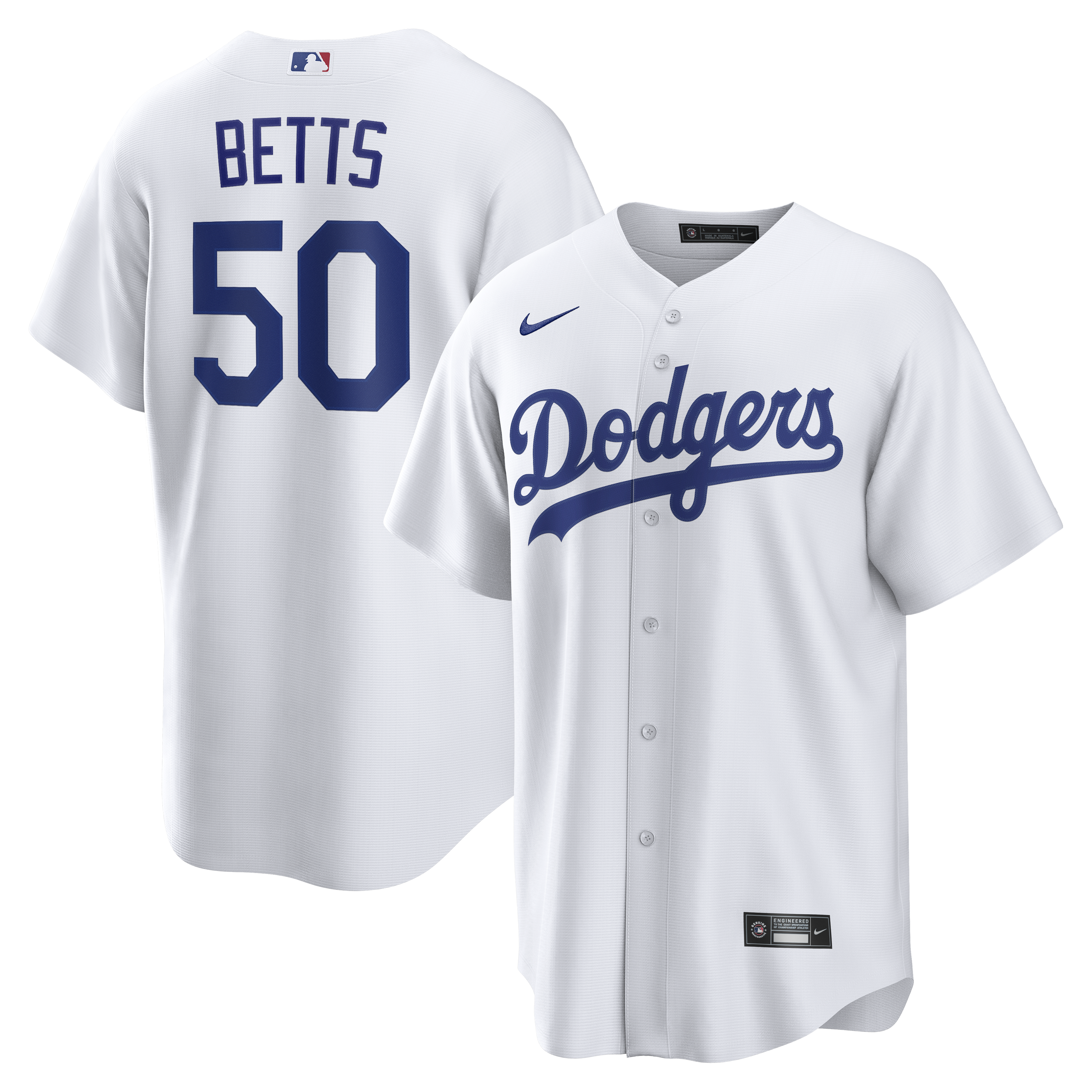 Mookie Betts Los Angeles Dodgers Home Replica Jersey - White | Stitched Baseball Jersey TJS1321
