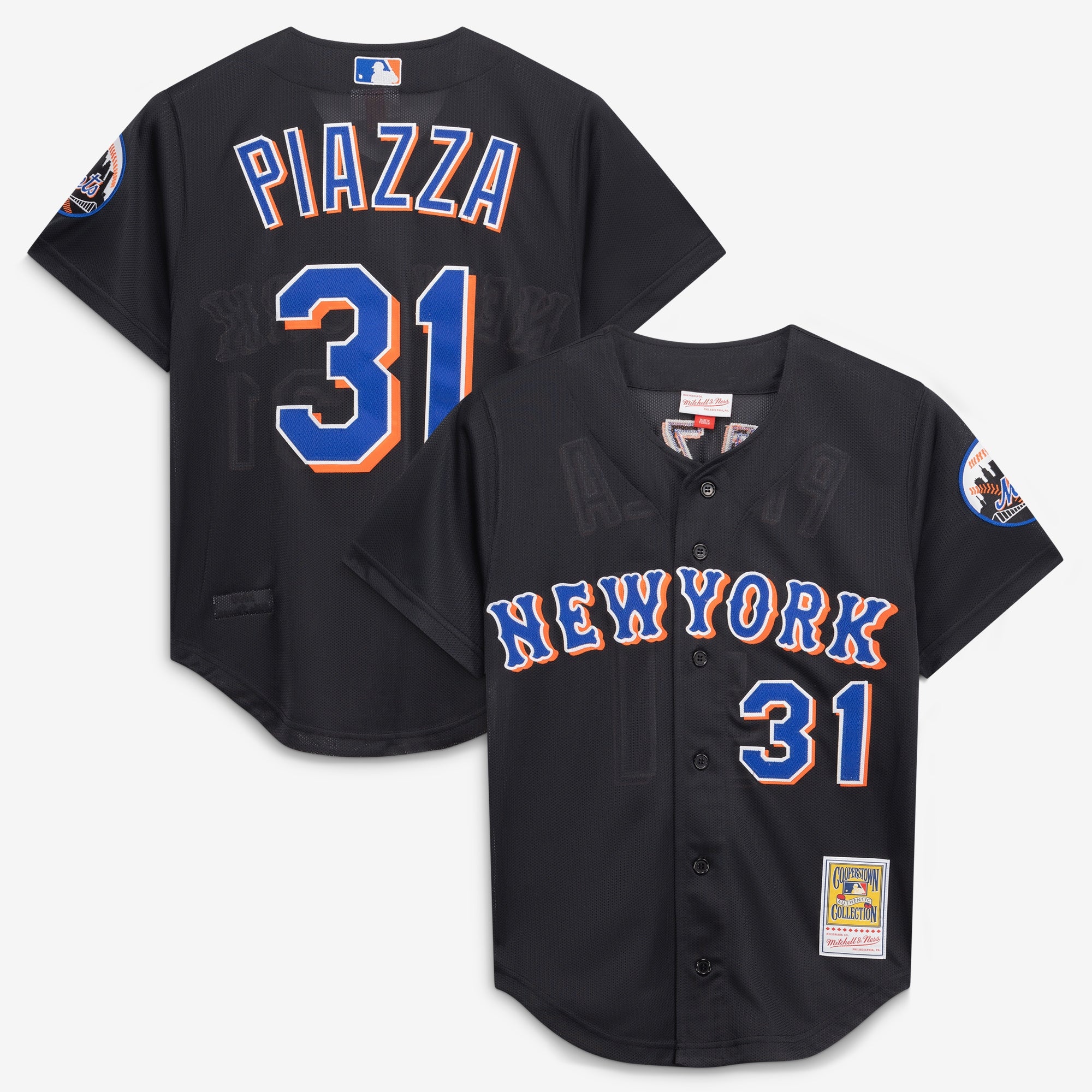 Mike Piazza New York Mets M & N Cooperstown Collection 2000 Batting Practice Jersey - Black | Stitched Baseball Jersey TJS1322