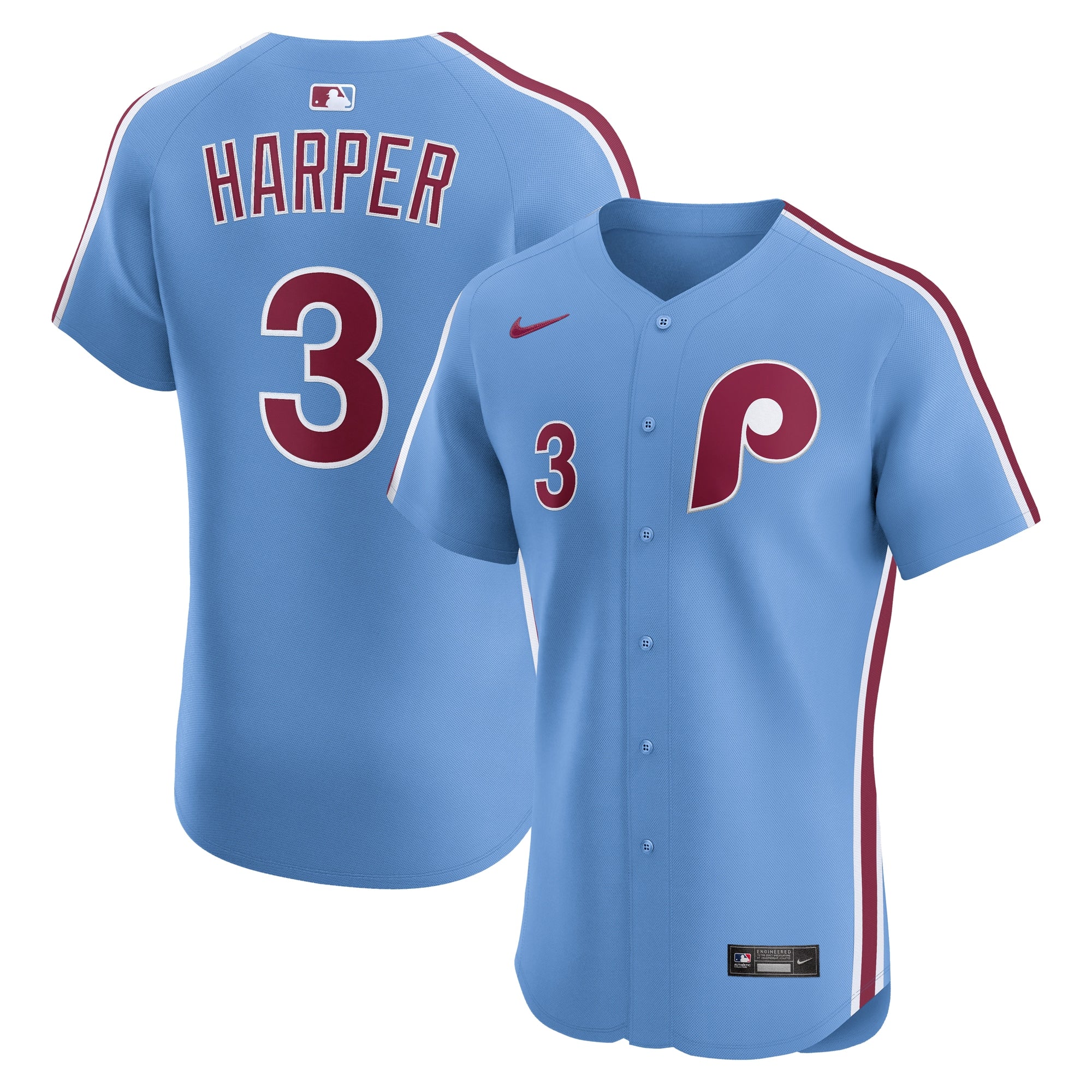 Bryce Harper Philadelphia Phillies Alternate Elite Jersey - Light Blue | Stitched Baseball Jersey TJS1590
