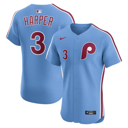 Bryce Harper Philadelphia Phillies Alternate Elite Jersey - Light Blue | Stitched Baseball Jersey TJS1590