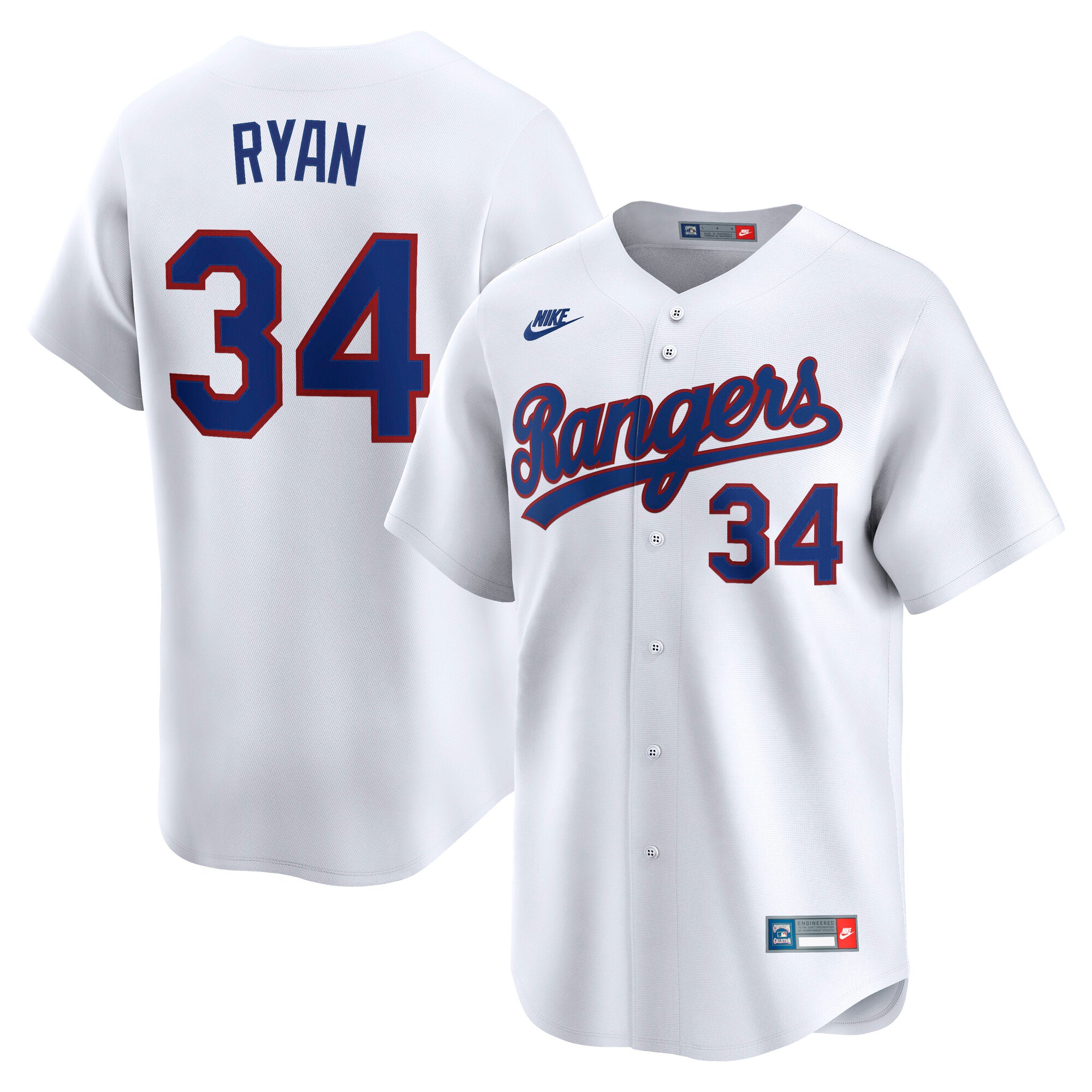 Nolan Ryan Texas Rangers Throwback Cooperstown Collection Limited Jersey - White | Stitched Baseball Jersey TJS1547