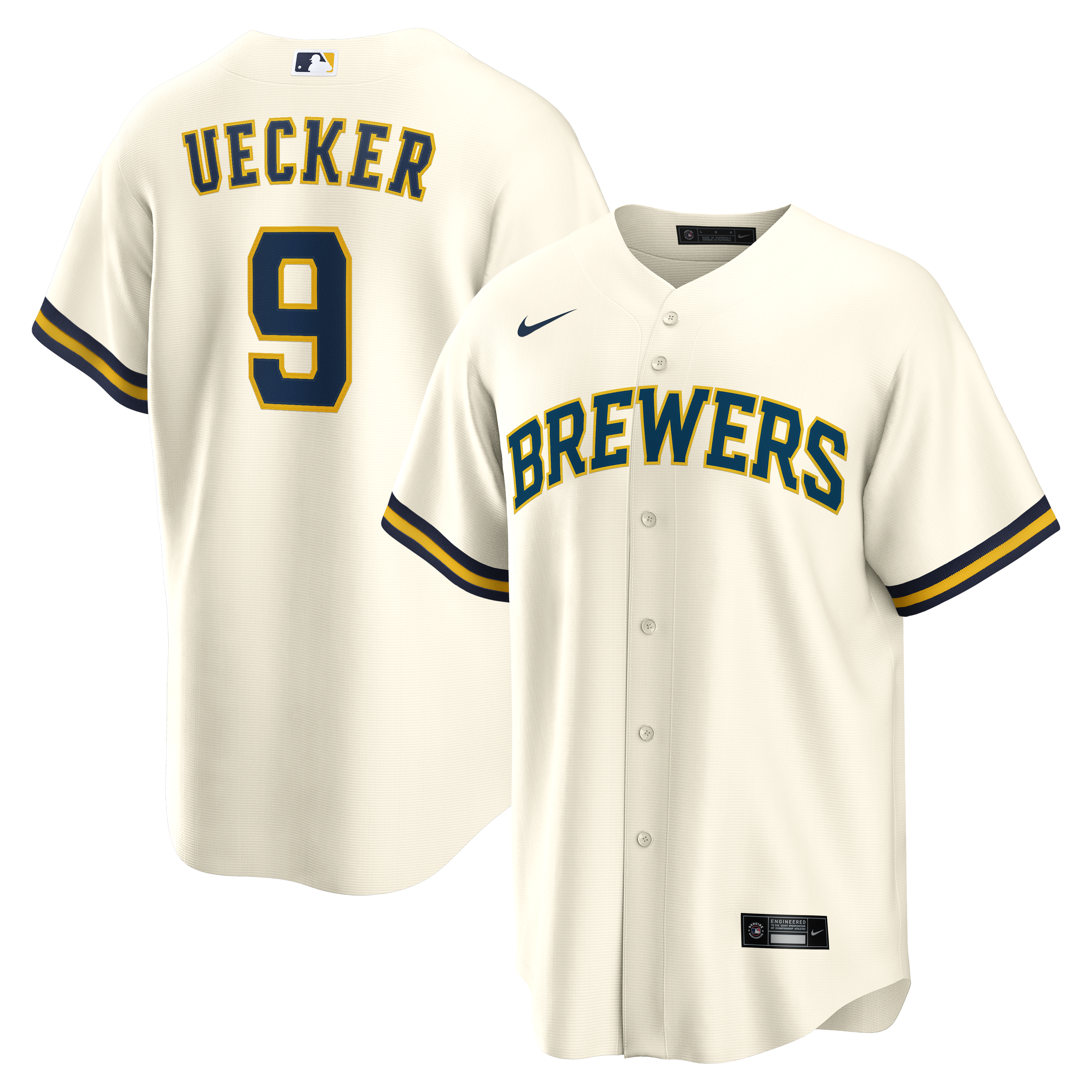 Bob Uecker Milwaukee Brewers Home Retired Player Replica Jersey - Cream | Stitched Baseball Jersey TJS1555