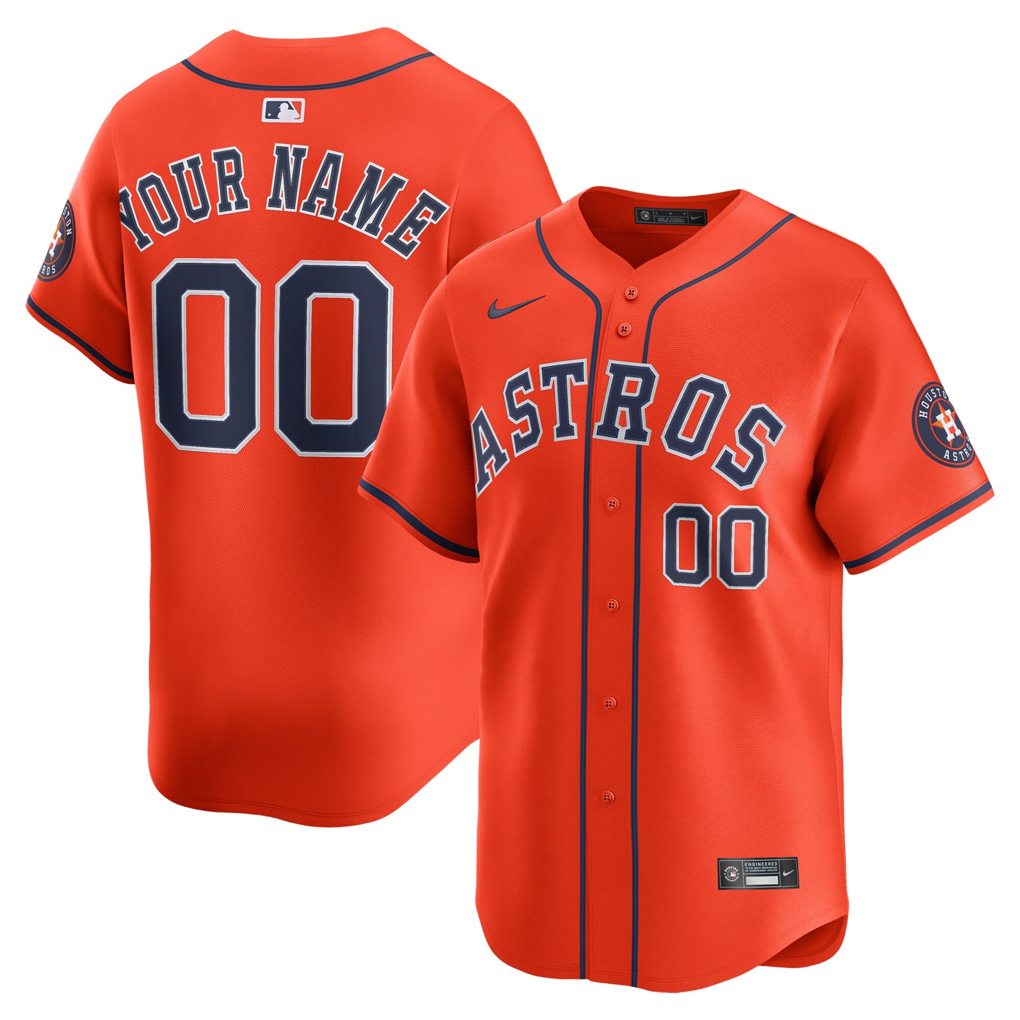 Houston Astros Alternate Limited Custom Jersey - Orange | Stitched Baseball Jersey TJS1386